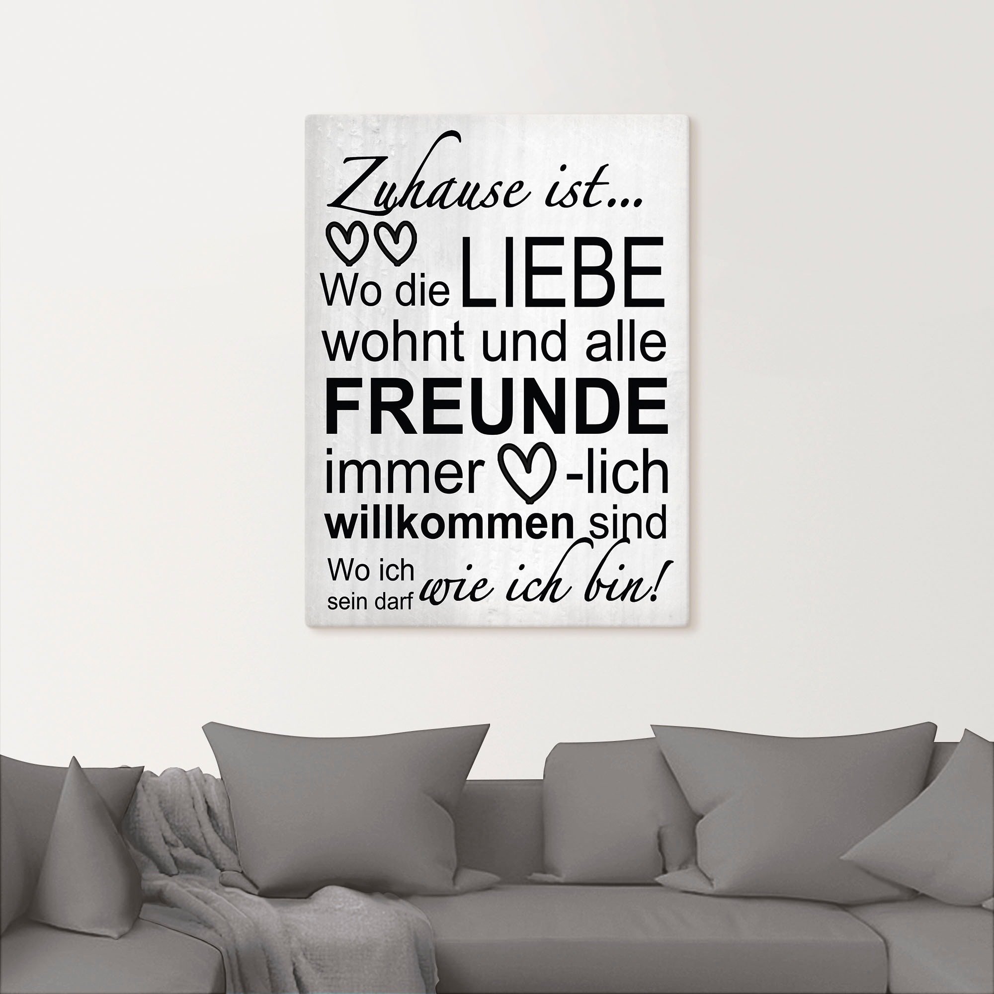 Artland Wandbild »Wo die Liebe wohnt«, Sprüche & Texte, (1 St.), als Alubild, Outdoorbild, Leinwandbild, Poster, Wandaufkleber