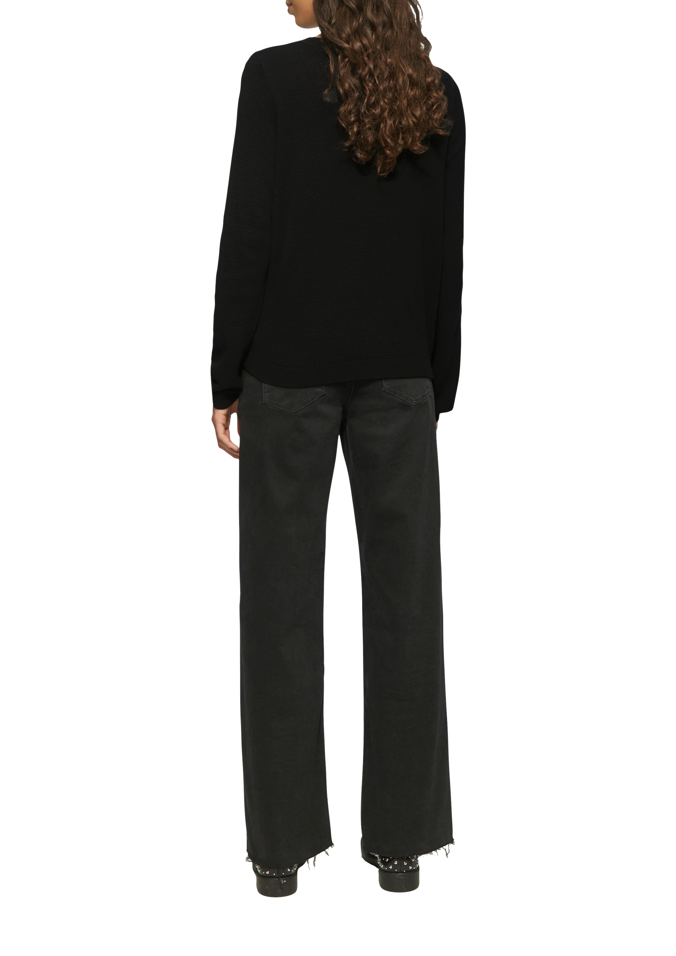 QS Rundhalspullover in Strick-Optik