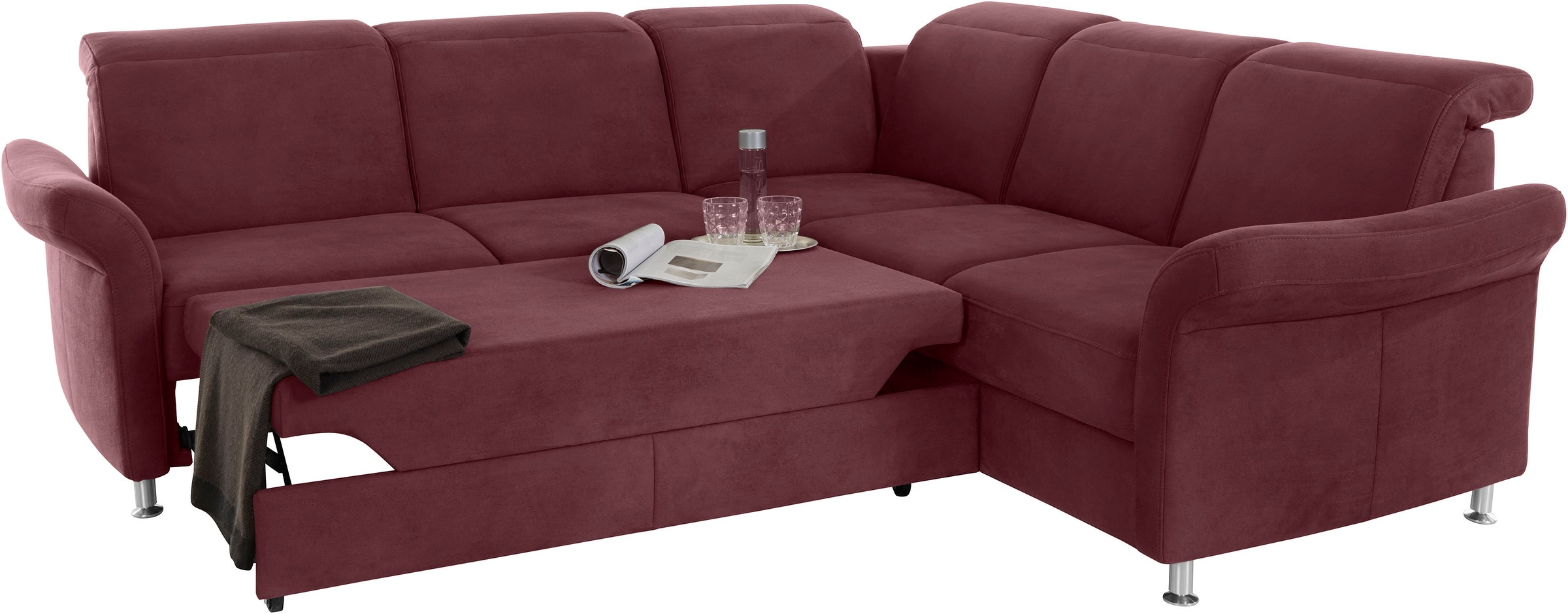 sit&more Ecksofa »Darwin L-Form« inklusive Federkern, wahlweise mit Kopfteilverstellung, Bettfunktion