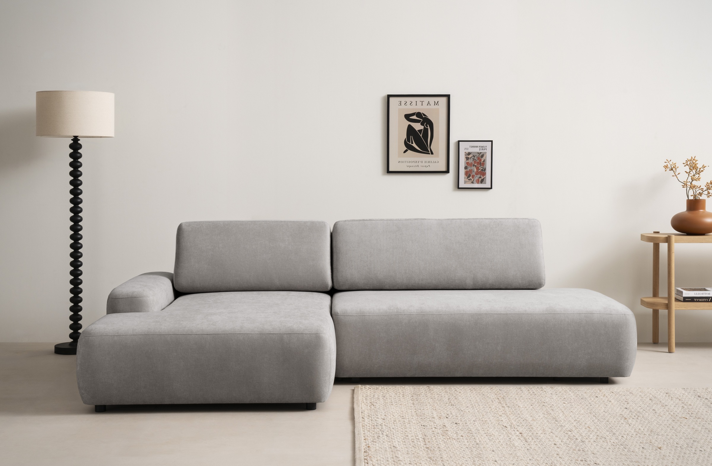 INOSIGN Ecksofa »TORGE, Schlafsofa Cord, Samtvelours u. Strukur fein, Couch in L-Form«, Schlaffunktion und Bettkasten, Liegefläche: 210x125 cm, neues Design