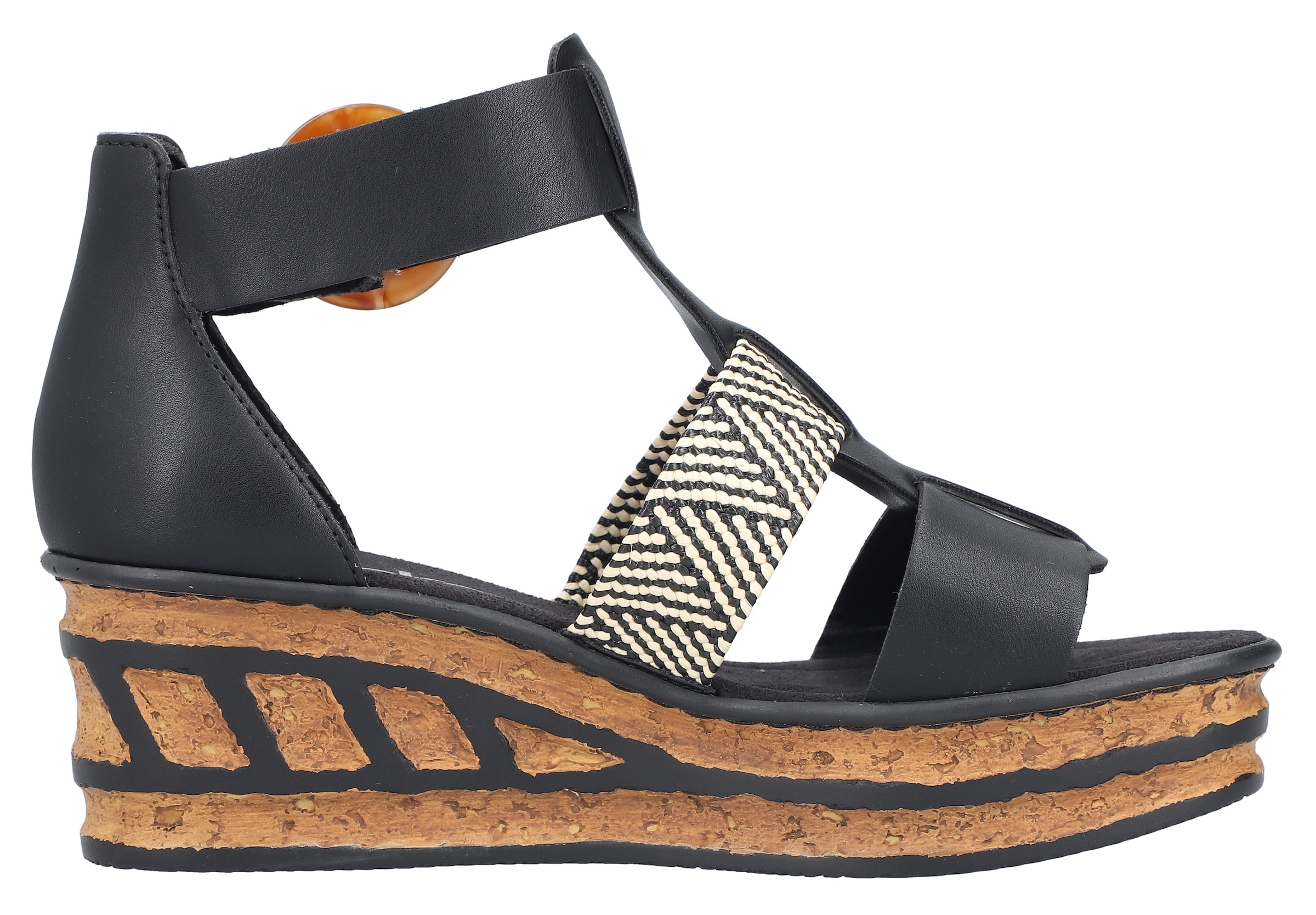 Rieker Keilsandalette, Sommerschuh, Plateausandalette, Sandale mit modischem 6 cm Keilabsatz