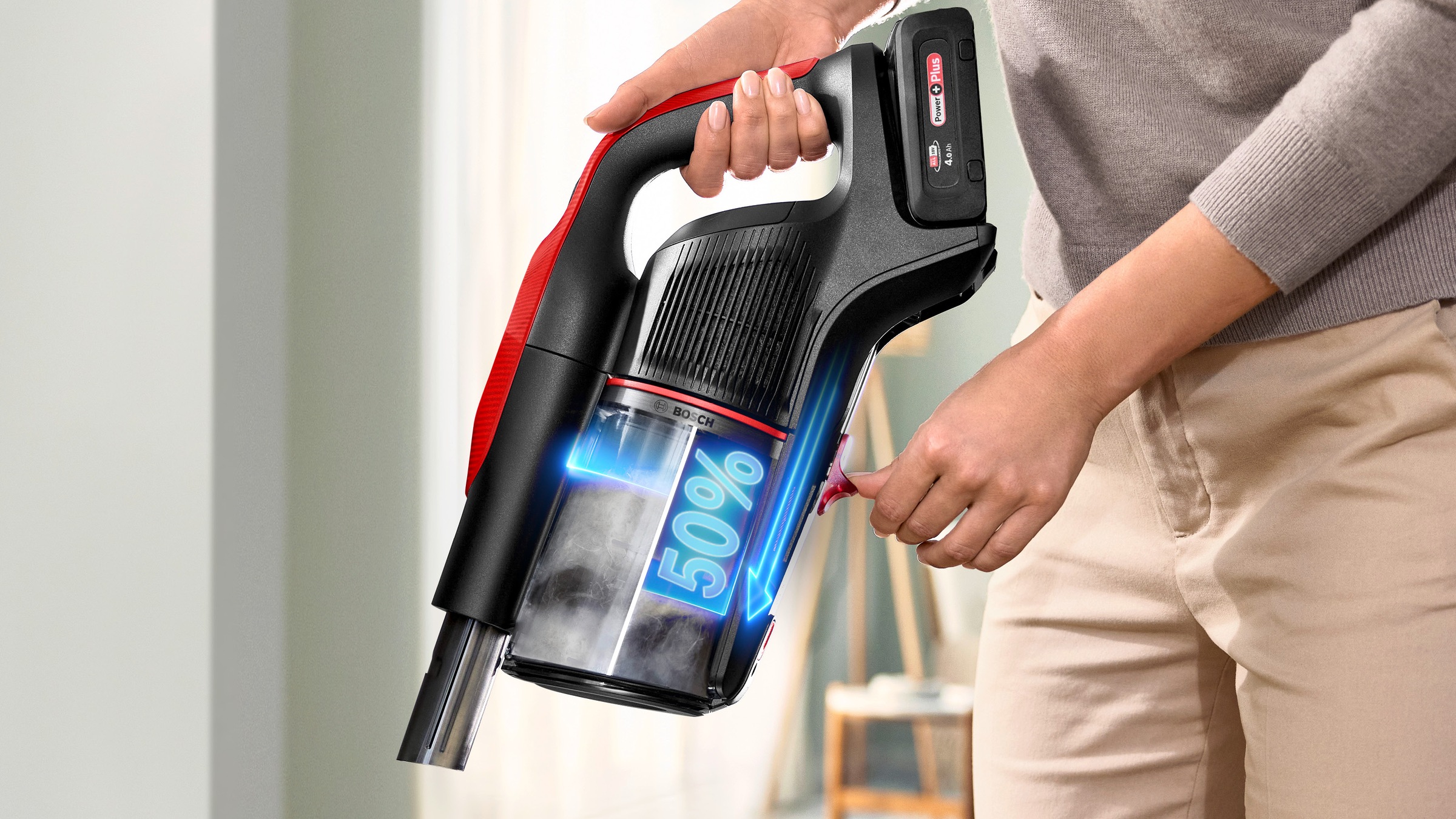 BOSCH Akku-Stielstaubsauger »Neuheit Unlimited 9 ProAnimal BKS941PET, MicroClean™ Technology«, HEPA-Filtersystem, 10 Jahre Motorgarantie, Schnellladegerät, LED Licht