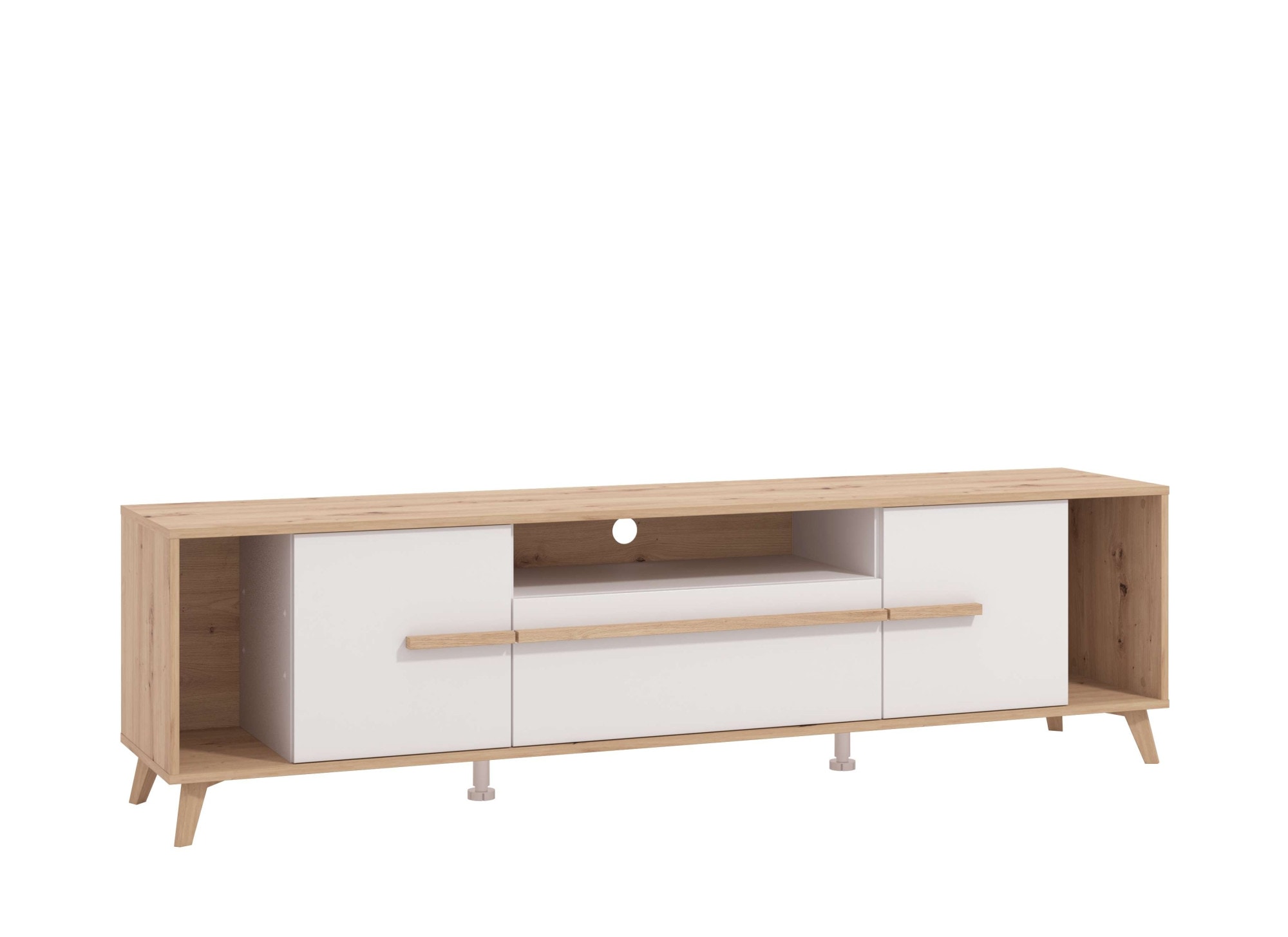 INOSIGN Lowboard »Orleans, TV-Lowboard, TV-Schrank, TV-Ständer, Breite 190 cm«, Kommode, Opaque Weiß/Artisan Eiche Dekor,modernes und elegantes Design