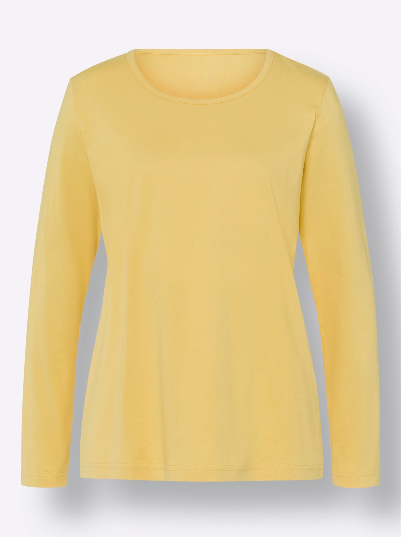 Langarmshirt CLASSIC BASICS "Langarm-Shirt", Damen, Gr. 50, gelb, 100% Baumwolle, unifarben, Rundhals, Shirts Langarmshirt 2