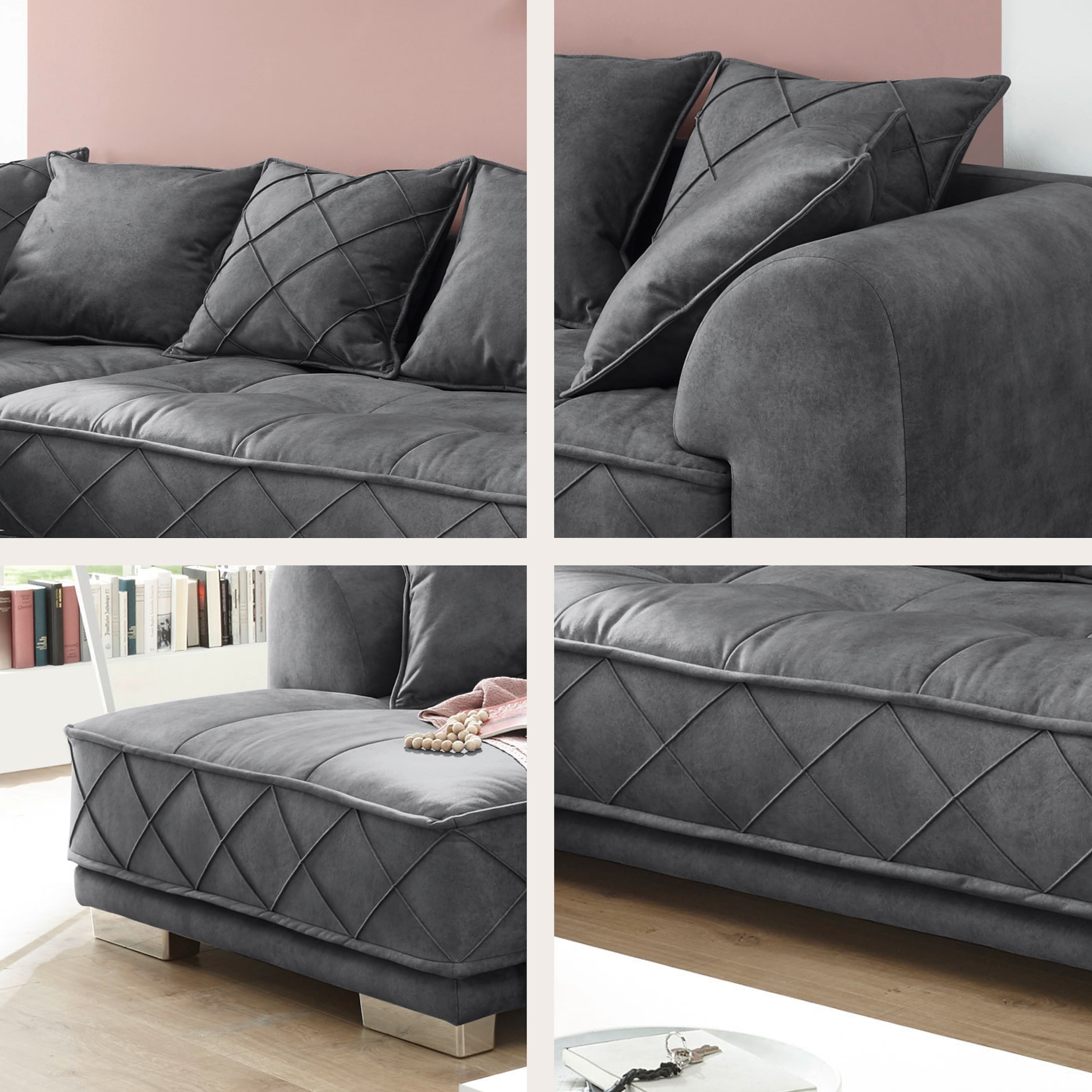 ED EXCITING DESIGN Ecksofa »Sentina L-Form« mit Rückenkissen