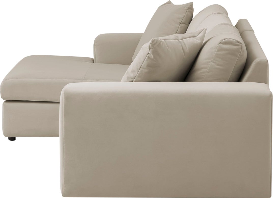 andas Ecksofa »SLEETLAND XXL in Samtvelours oder Vintage-Leder-Optik, L-Form,«, besonders groß und bequem