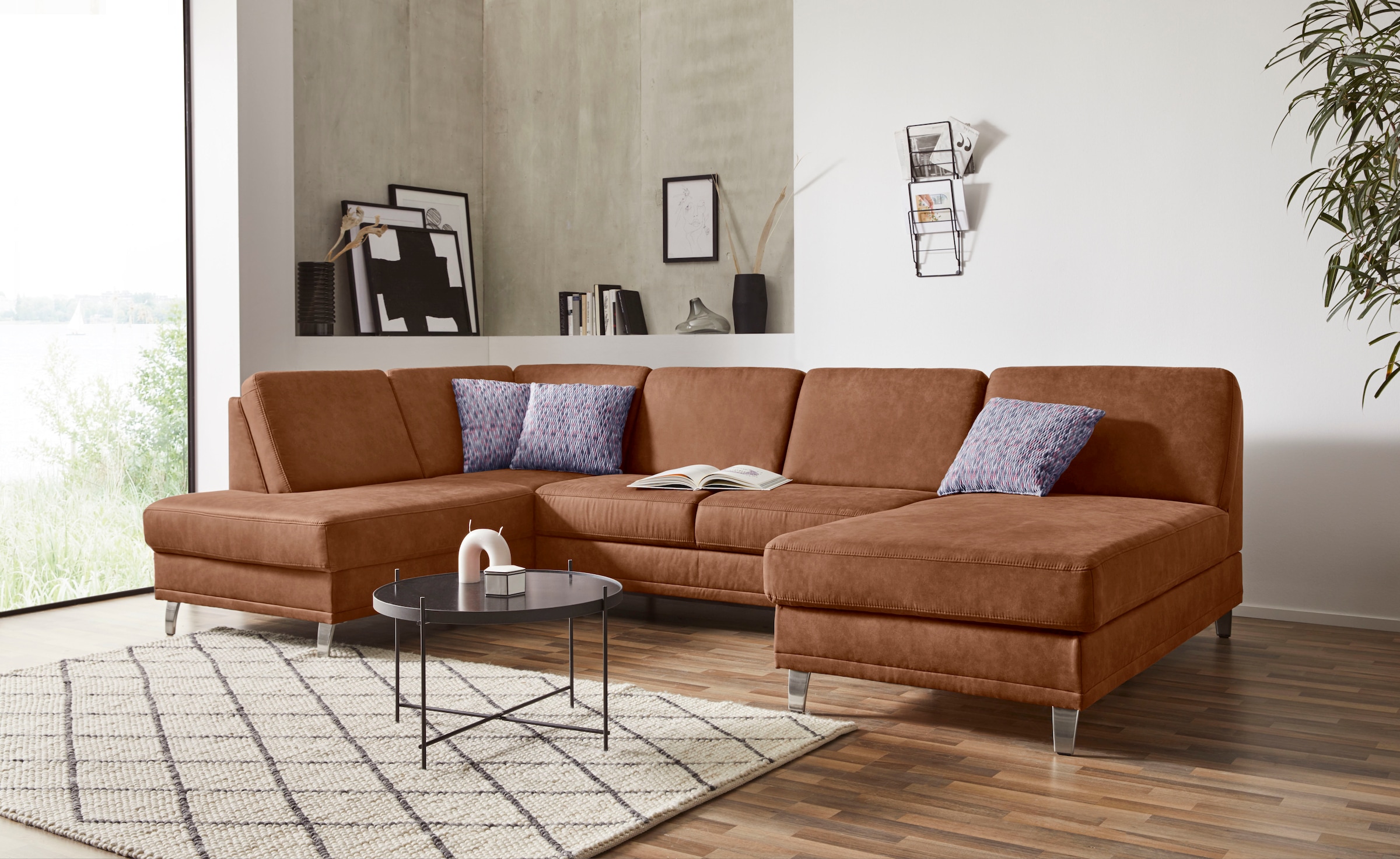 sit&more Wohnlandschaft "Clio U-Form" wahlweise mit Schlaffunktion und Bettkasten, inklusive Federkern