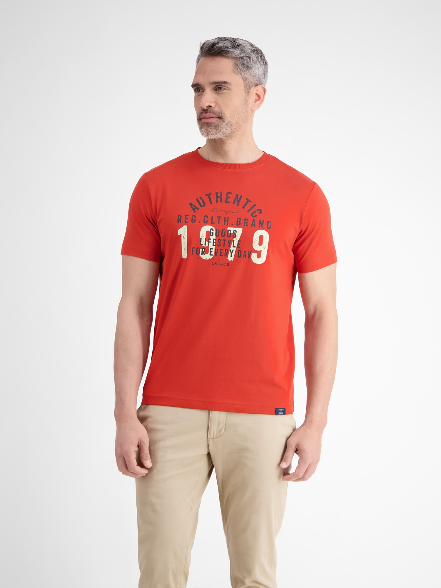 LERROS T-Shirt "Unifarbenes T-Shirt mit Print" günstig online kaufen