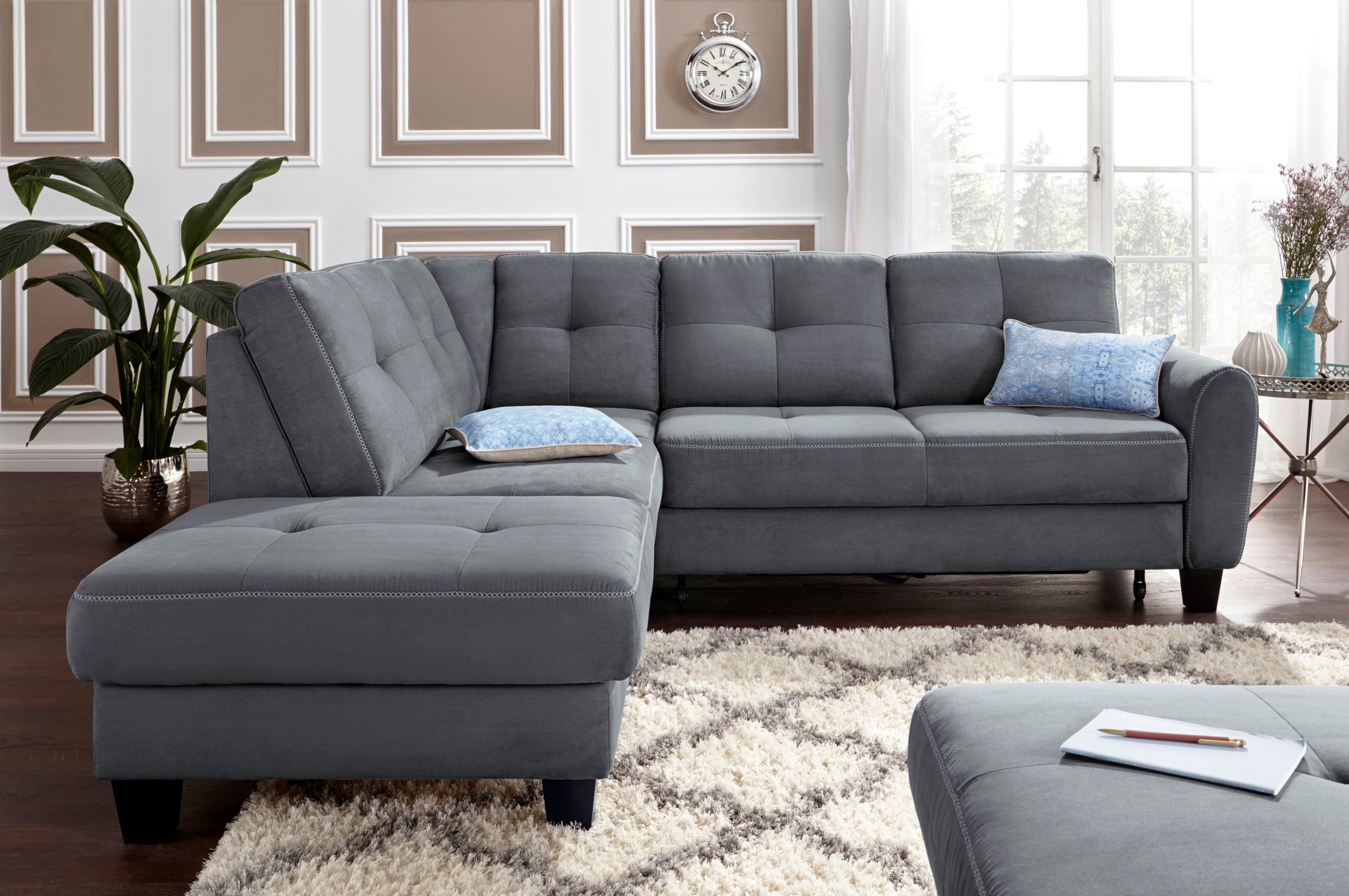 sit&more Ecksofa "Varese L-Form" mit Federkern, wahlweise mit Schlaffunktion und Stauraum