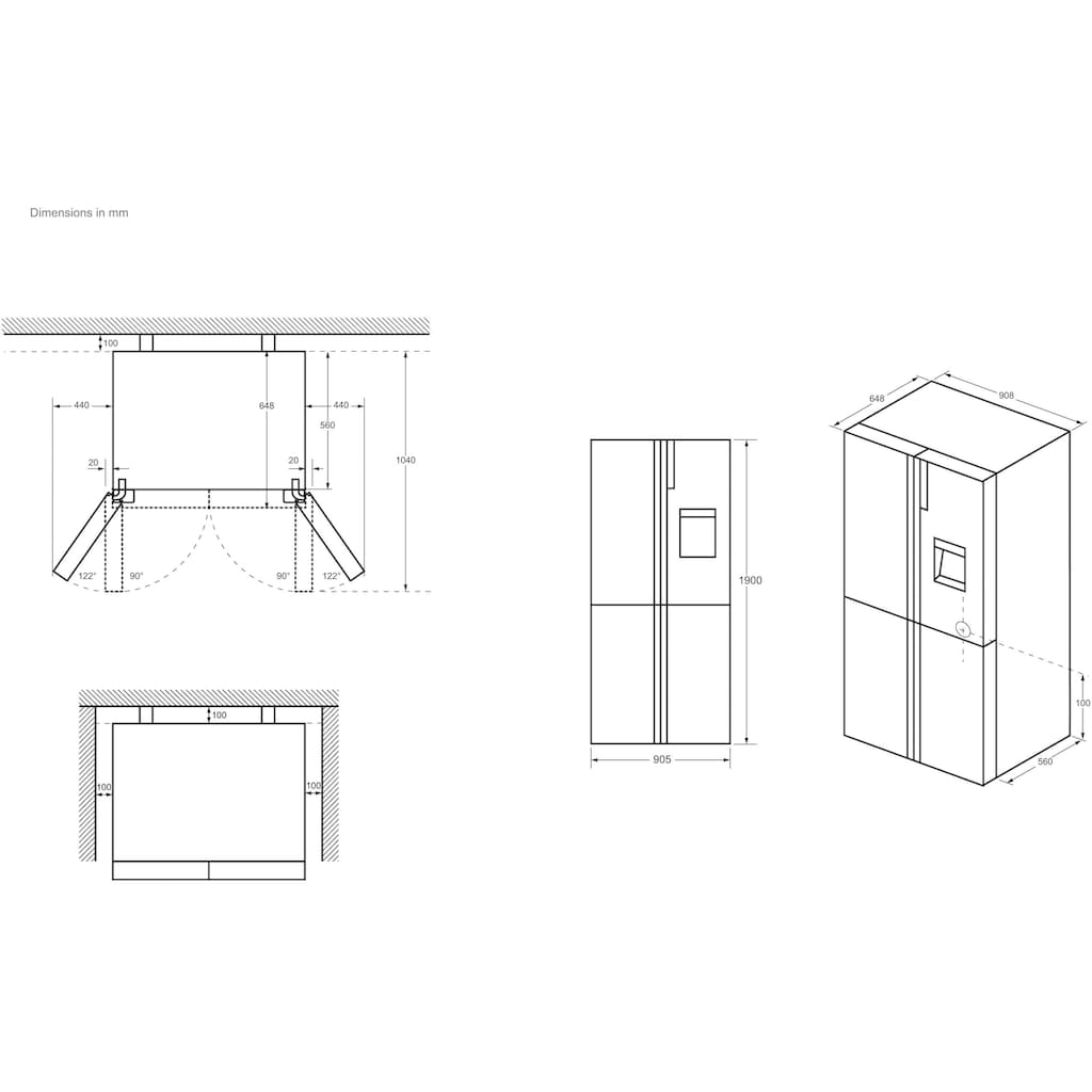 Haier Multi Door »HCR5919EHMP«, HCR5919EHMP, 190 cm hoch, 90,5 cm breit