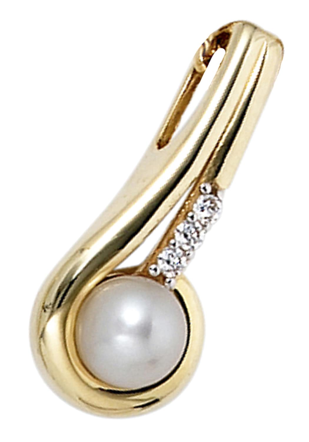 JOBO Perlenanhänger »Anhänger mit Perle« 333 Gold mit Süßwasser-Zuchtperle und Zirkonia