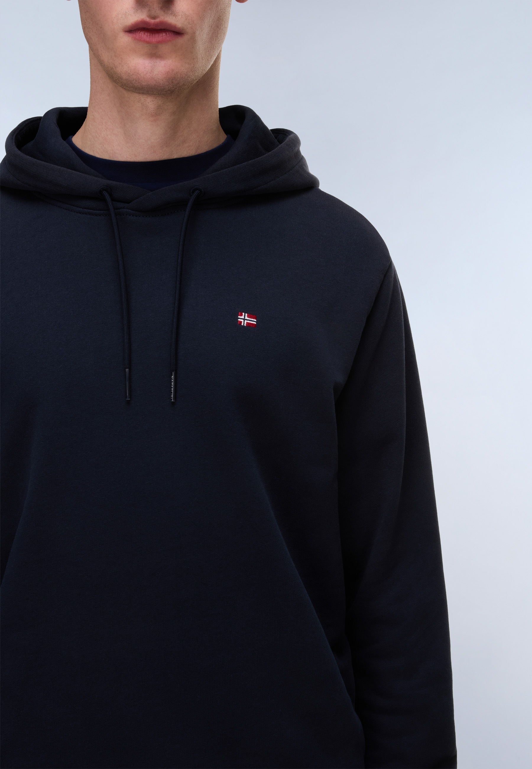 Thumbnail - Napapijri Kapuzensweatshirt "BALIS H SUM BLU MARINE", Mit Markenlabel an der Seite; mit Rippbündchen an Saum und Ärmeln