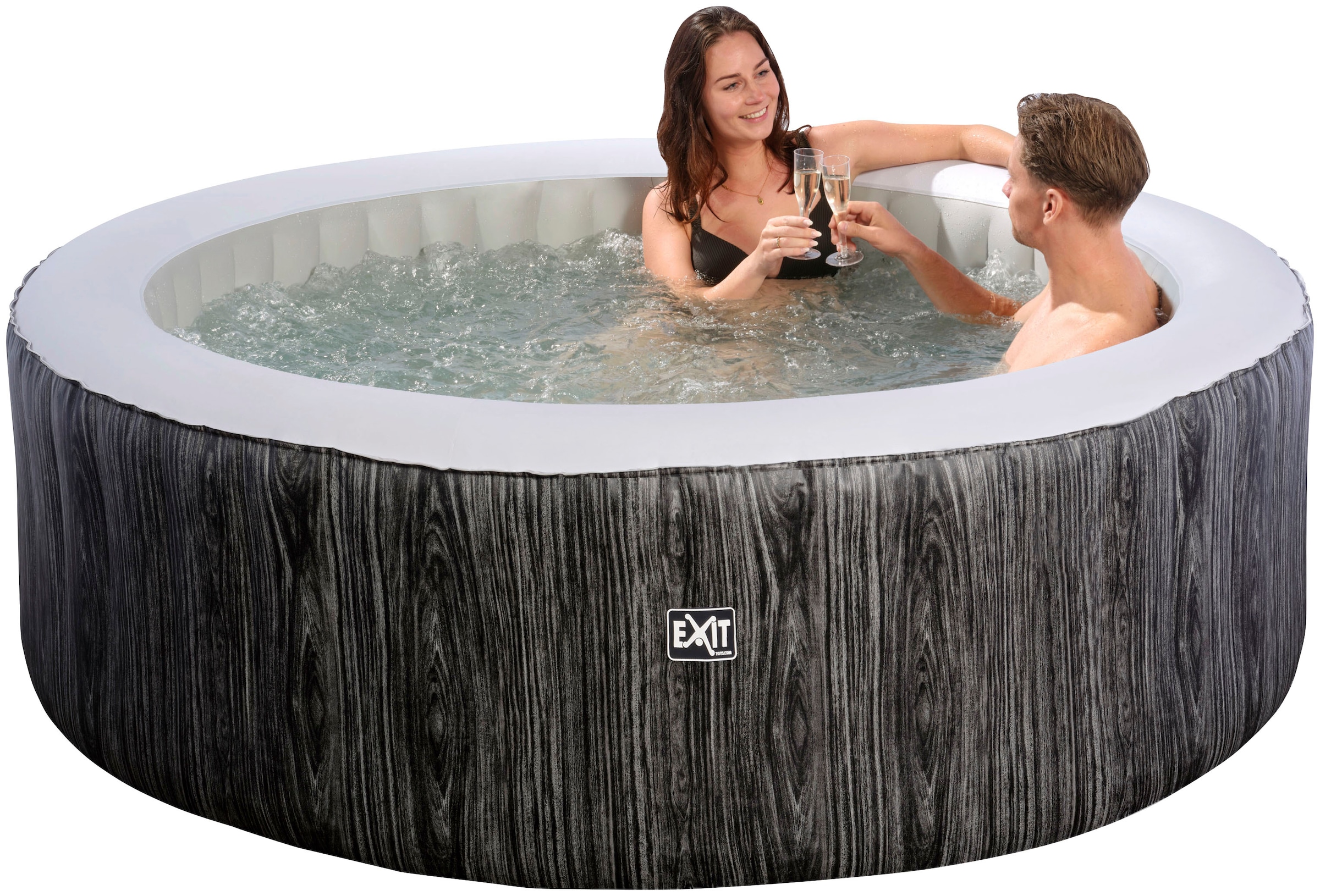 EXIT Whirlpool »Wood Deluxe«, für bis zu 4 Personen, dunkelgrau