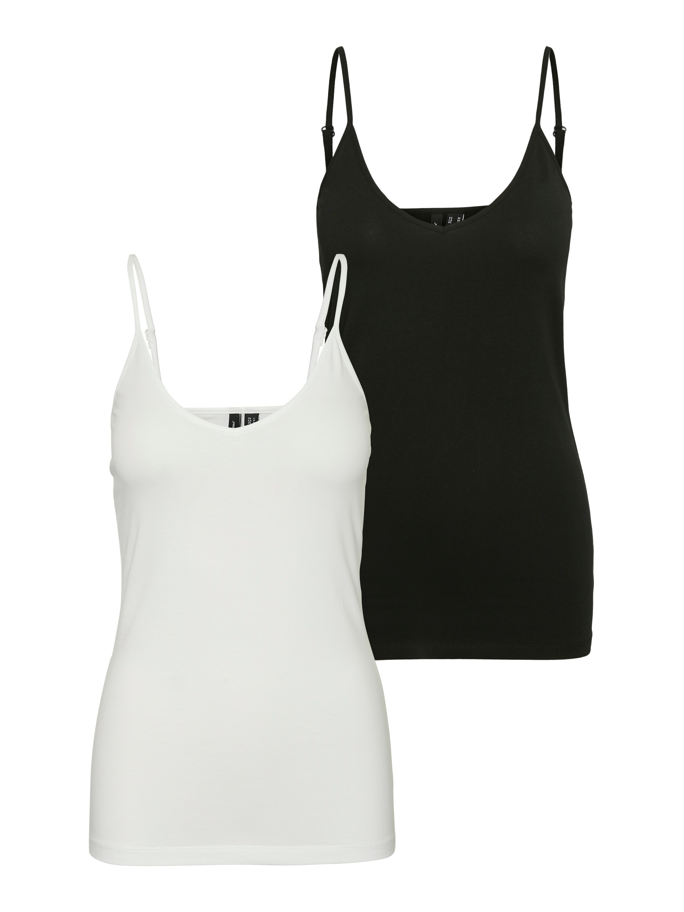 Vero Moda Spaghettitop "VMMAXI MY SOFT V SINGLET 2PACK" 2er-Pack, 2 Baumwollmischung, slim fit