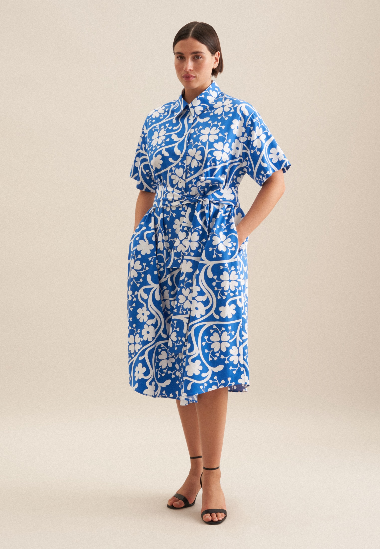 seidensticker Sommerkleid "Schwarze Rose" 1/2 Kragen Druck günstig online kaufen