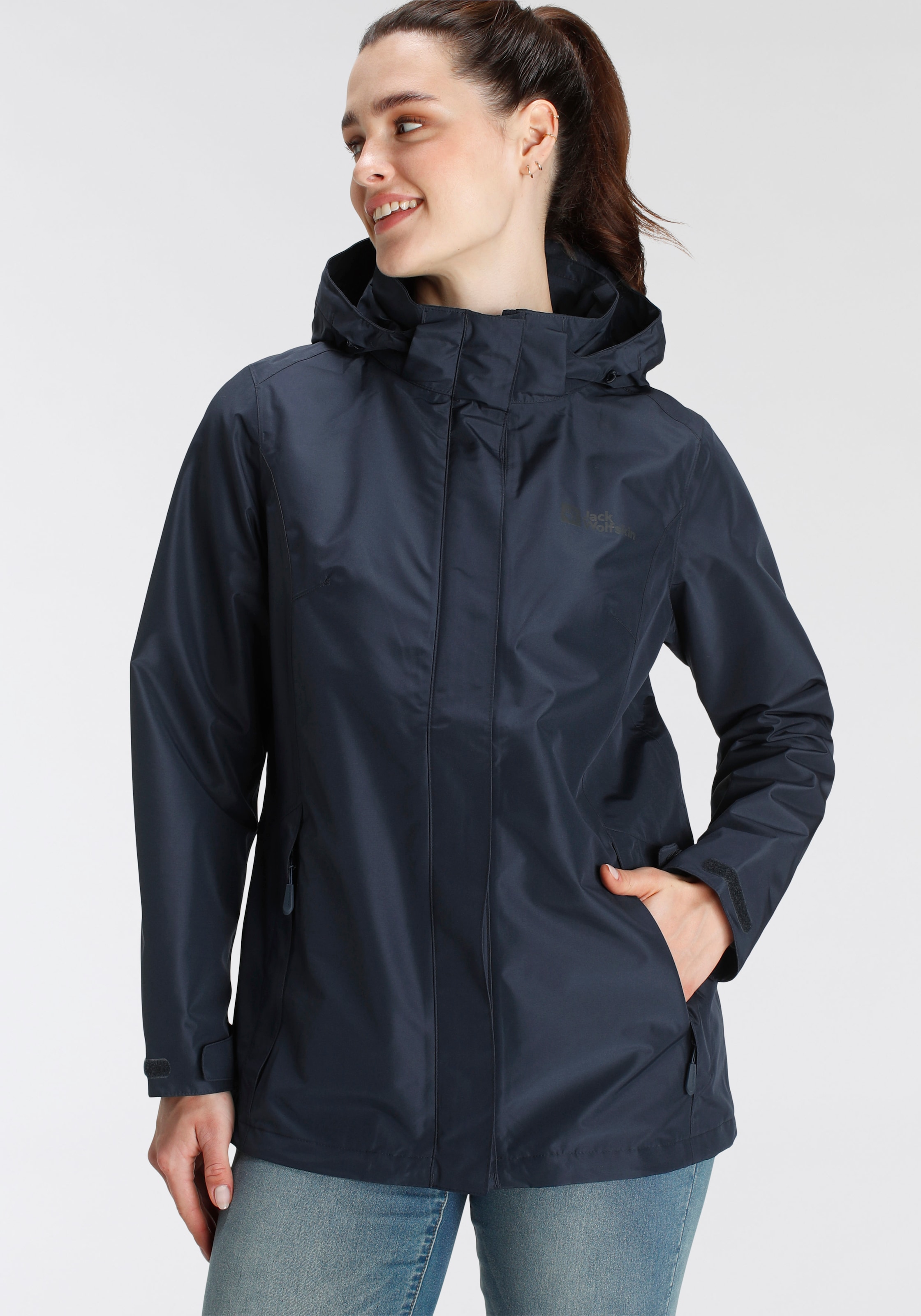 Jack Wolfskin Funktionsjacke »TOCORA JACKET WOMEN«, mit Kapuze, Wasserdicht & Winddicht & Atmungsaktiv