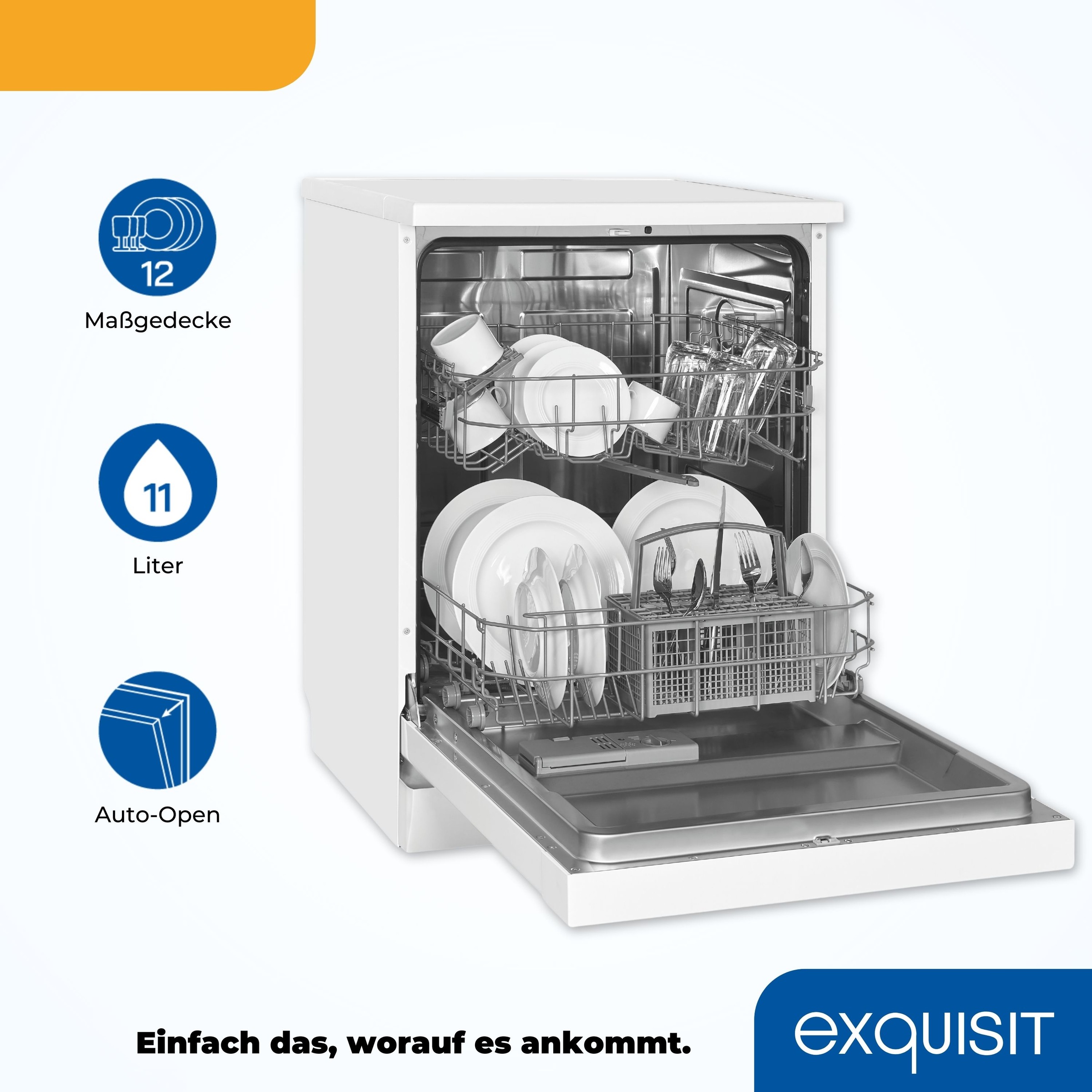 exquisit Standgeschirrspüler »GSP6312-030D weiss«, 12 Maßgedecke