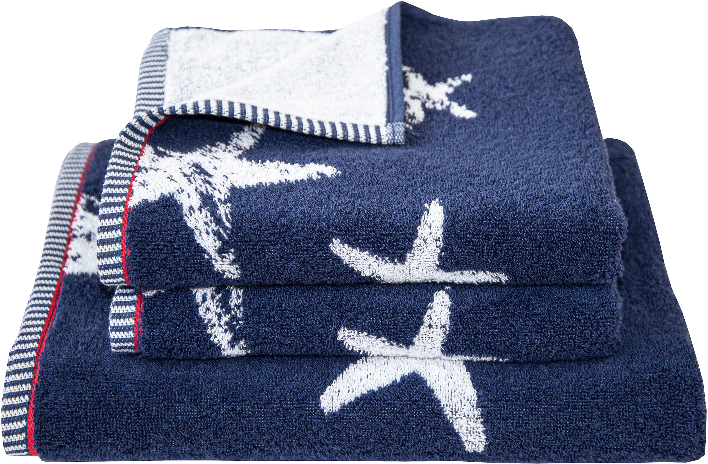 Dyckhoff Handtuch Set »Maritim, Starfish«, (Set, 3 St., 2 Handtücher (50 x 100 cm)-1 Duschtuch (70 x 140 cm), 2 Handtücher (50x100cm), 1 Duschtuch (70x140cm)