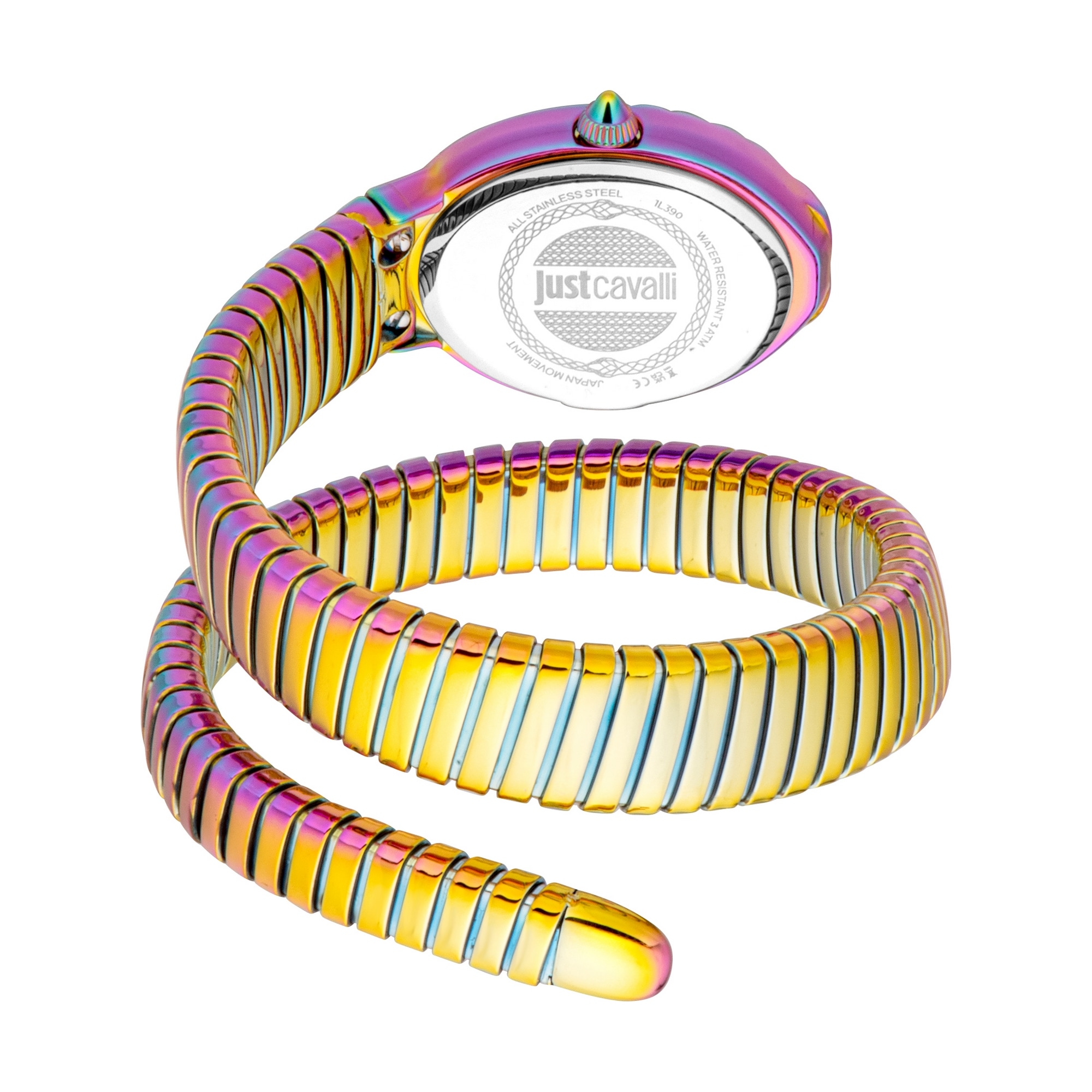 Just Cavalli Time Quarzuhr »Signature Snake« Armbanduhr, Damenuhr, Edelstahlarmband, analog, Kristallsteine