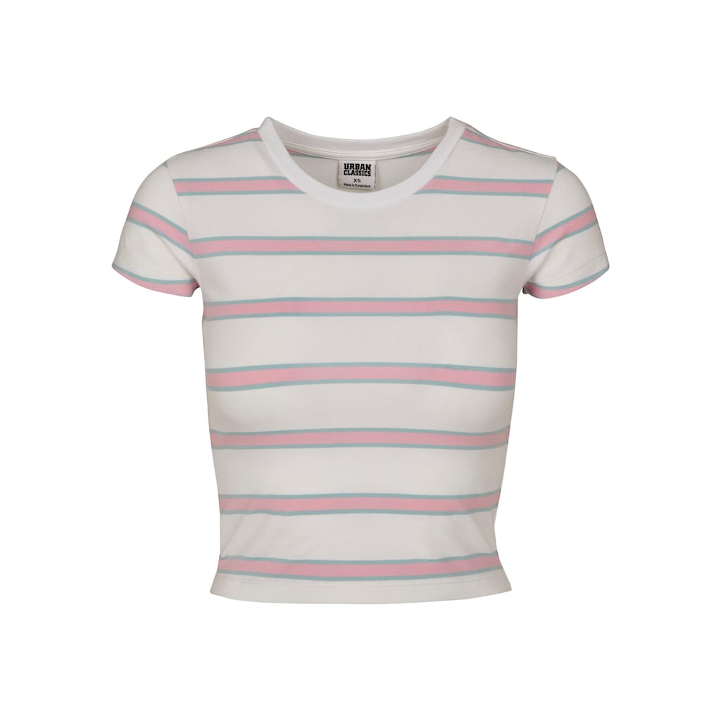 URBAN CLASSICS Strandshirt »Damen Ladies Stripe Cropped Tee«, (1 tlg.)