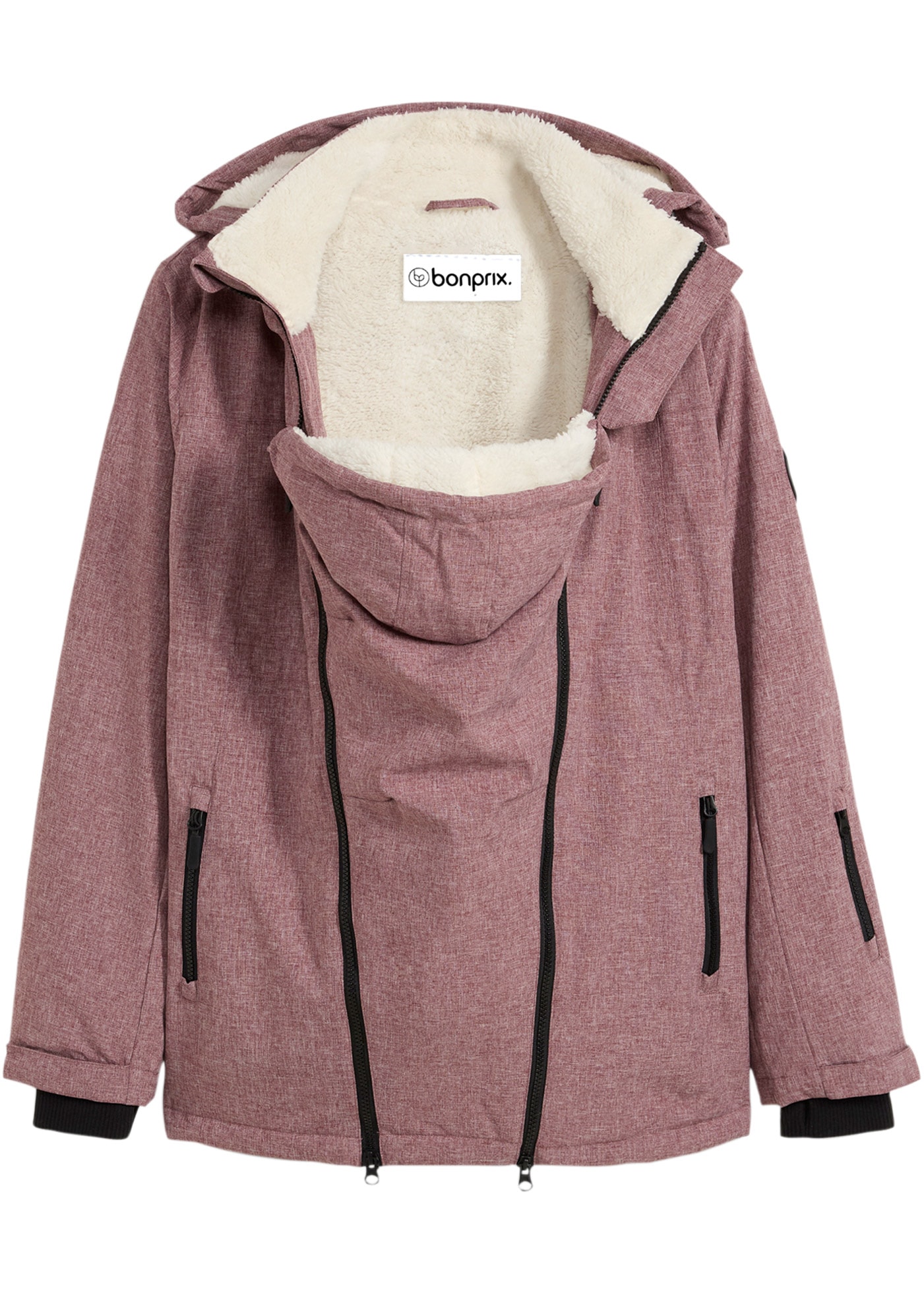 bonprix Umstandsjacke mit Kapuze regen- und windabweisendes Obermaterial, herausnehmbarer Trageeinsatz