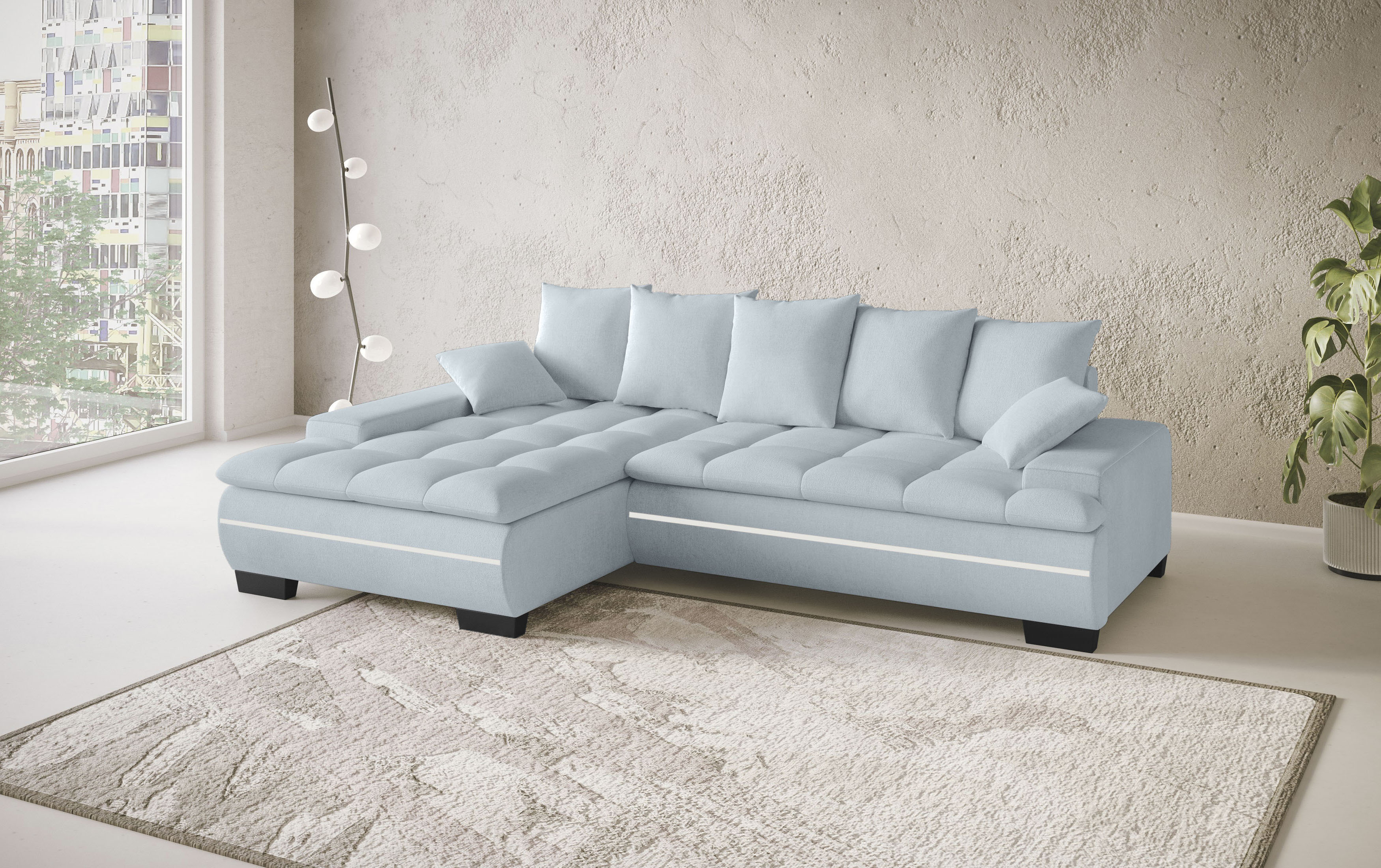 Thumbnail - Mr. Couch Ecksofa "Haiti II, L-Form", RGB-LED Beleuchtung, wahlweise mit Kaltschaum, Bett, Bettkasten