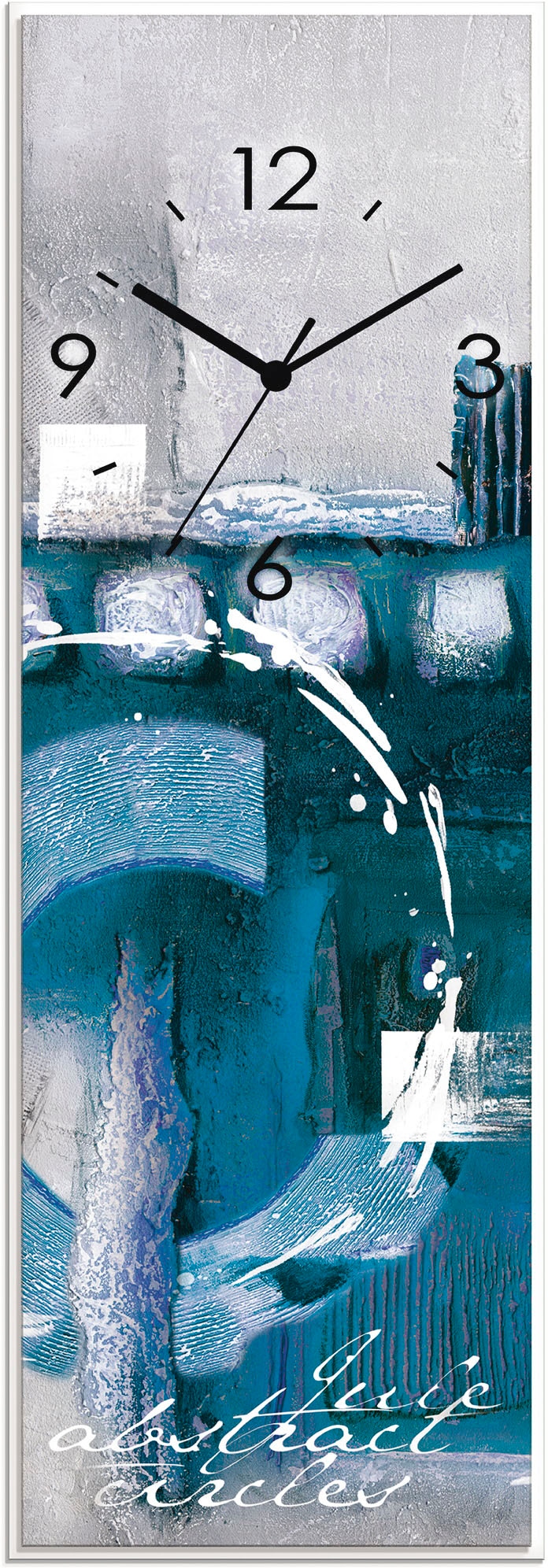 Artland Wanduhr "Glasuhr Abstrakte blaue Kreise", wahlweise mit Quarz- oder Funkuhrwerk, lautlos ohne Tickgeräusche