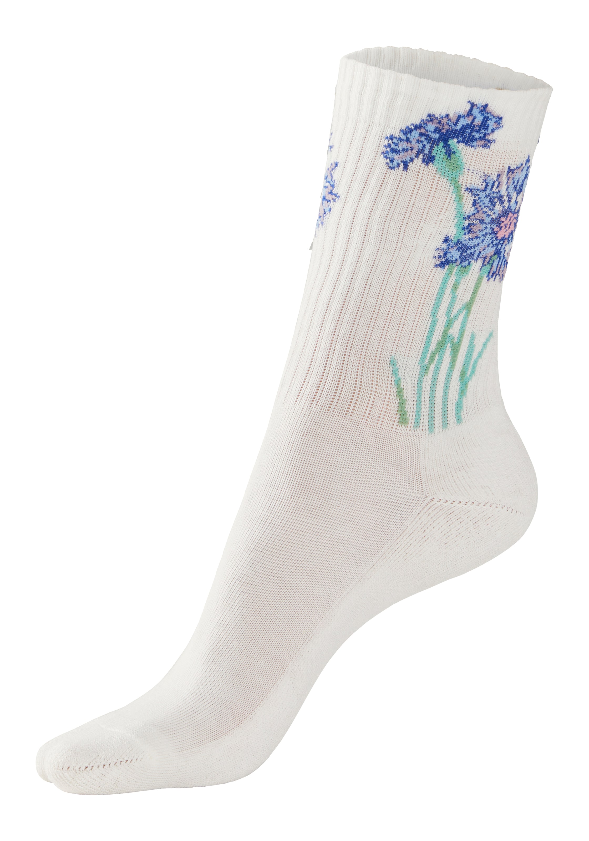 LASCANA Basicsocken, (Packung, 4 BAUR Paar), Motiven | eingestrickten bestellen Blumen mit