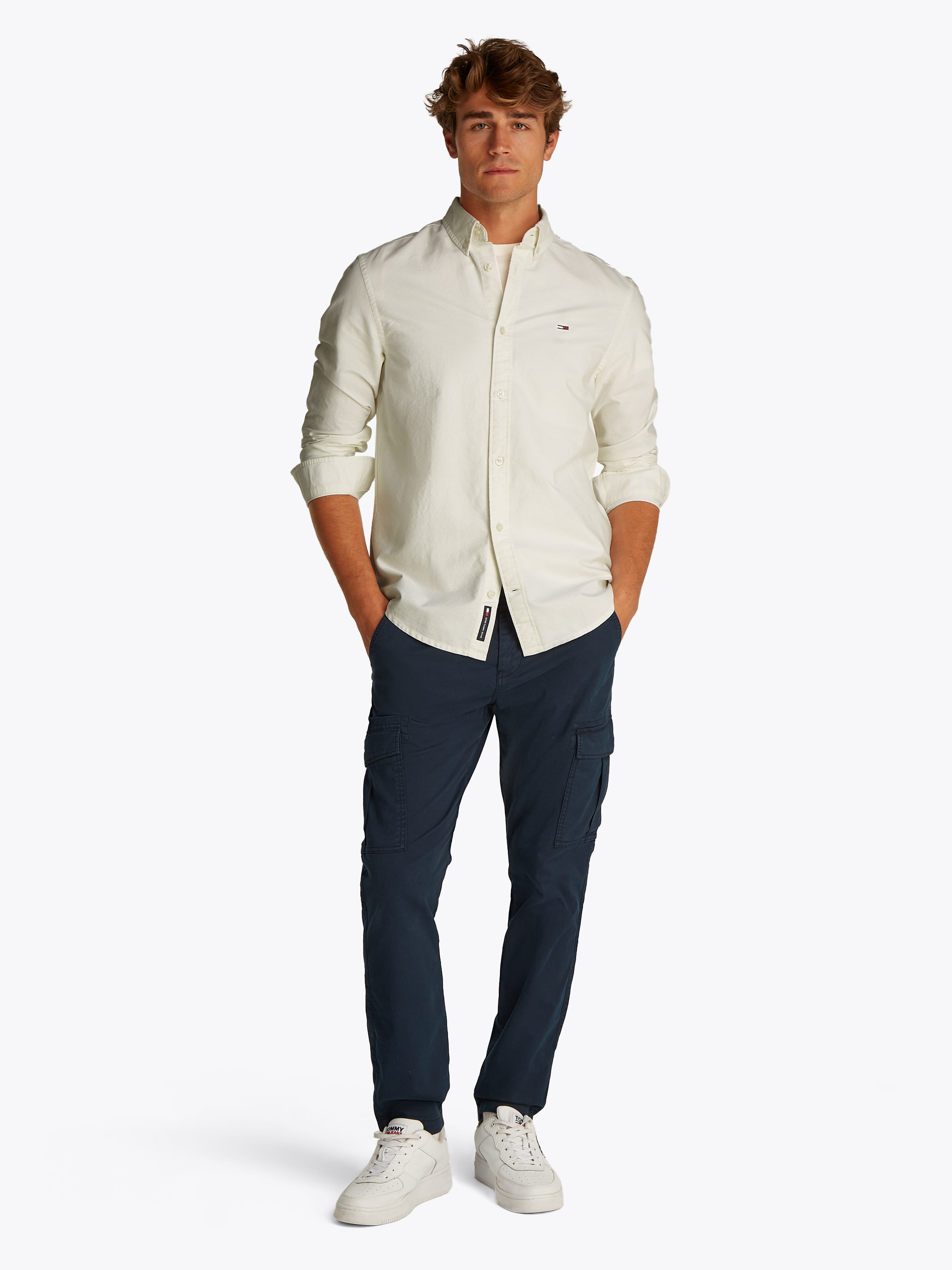 Tommy Jeans Langarmhemd »TJM REG OXFORD SHIRT EXT«, Mit Rundhalsausschnitt