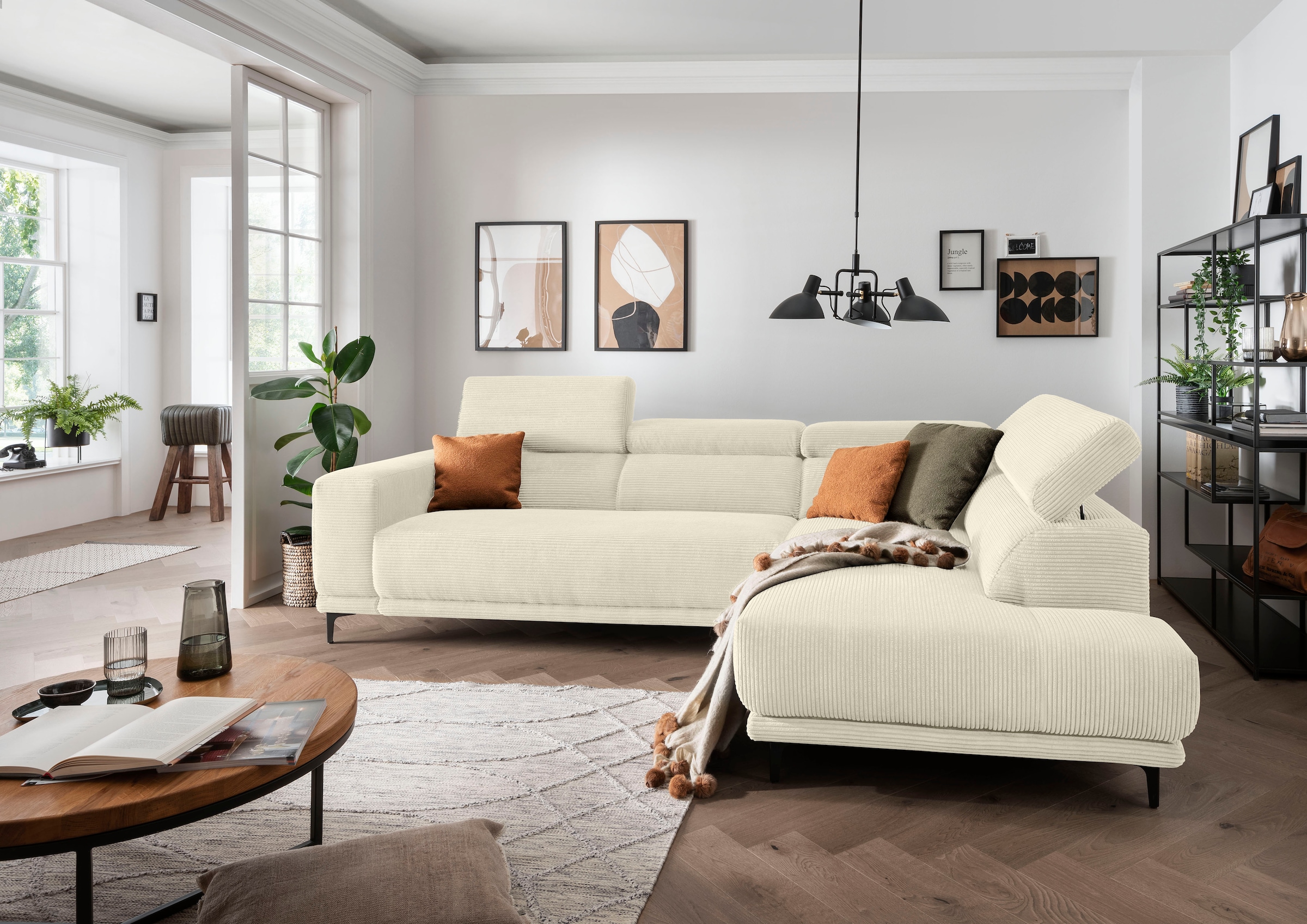 alina Ecksofa »Hikari«, wahlweise mit Sitzvorzug, in modernem Cordstoff, Breite 302 cm