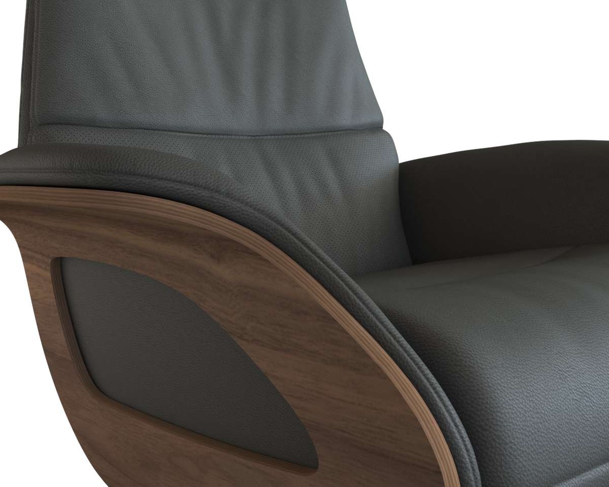 FLEXLUX Relaxsessel »Clement elektrischer Funktionsessel«, Größe M, Rücken & Fußteil elektrisch, Akku, Arml. Walnuss, Fuß schwarz