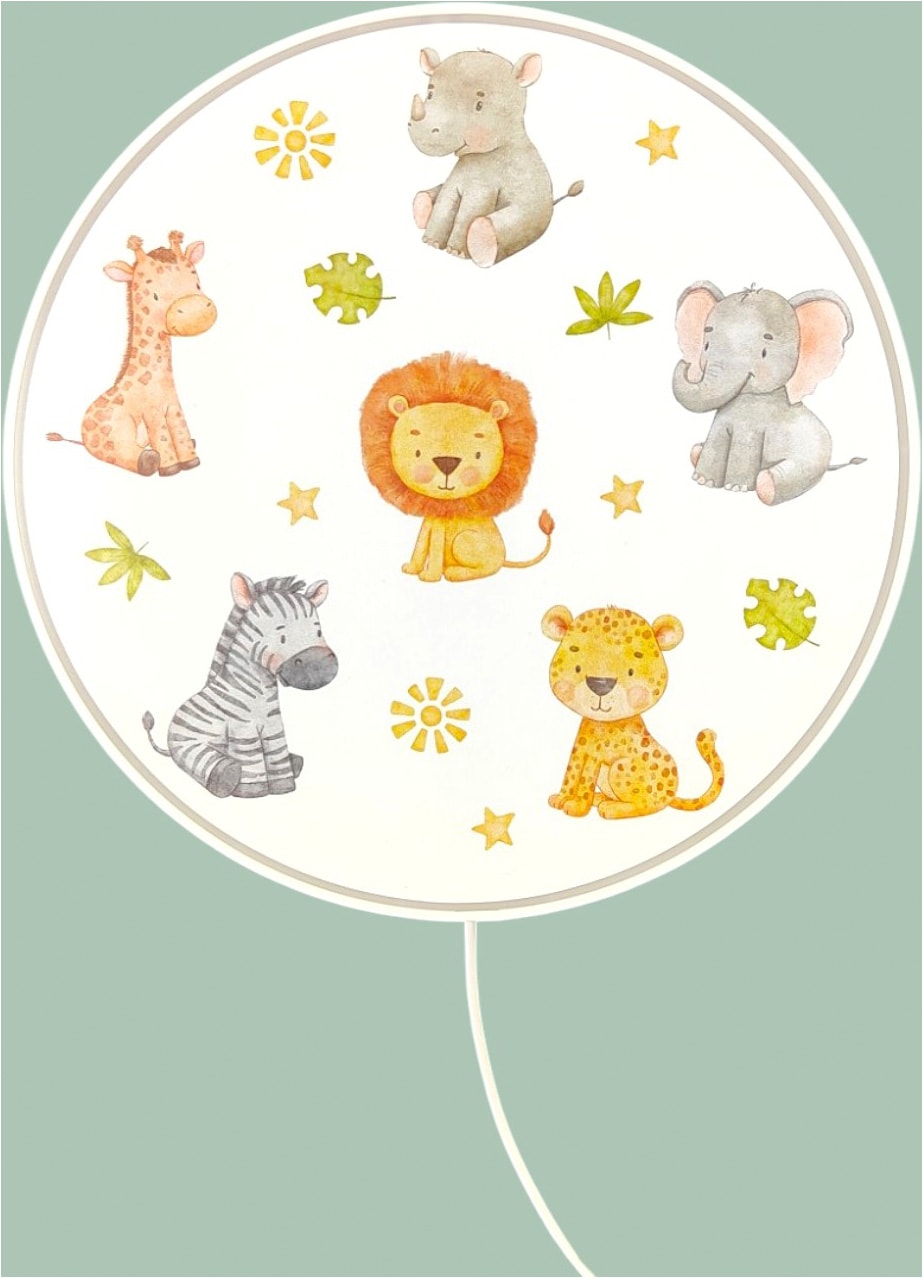 niermann Wandleuchte »Kinderlampe mit Motiv "Little Safari", Kinderzimmer« E14 1 Stk. bruchsicheres Gehäuse, Schalter im Anschlusskabel, Made in Germany