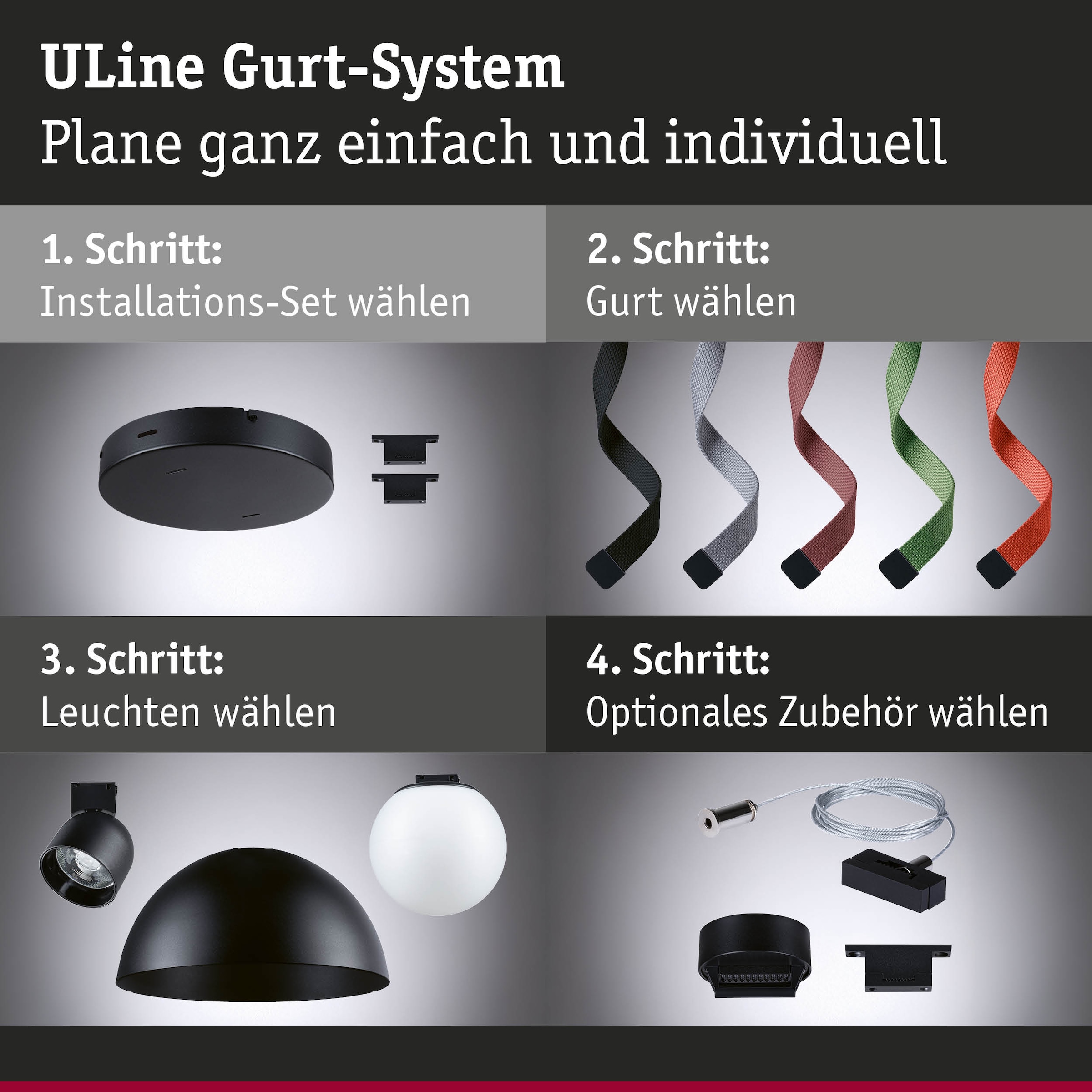 Paulmann Hängeleuchte »ULine Gurt Belt Basisset 5m max. 60W Schwarz«