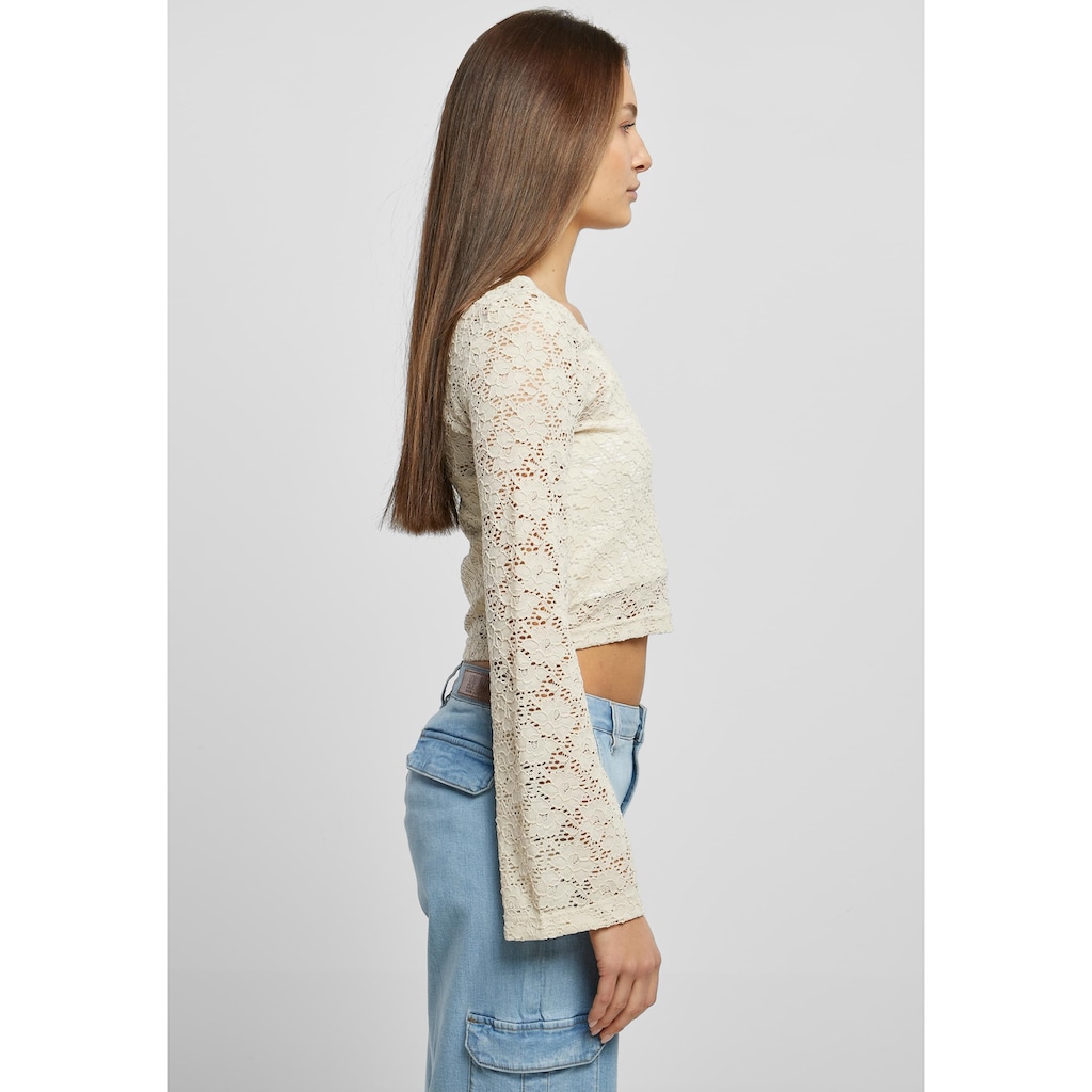 URBAN CLASSICS Longsleeve »Urban Classics Damen Ladies Cropped Lace Longsleeve«, (1 tlg.)