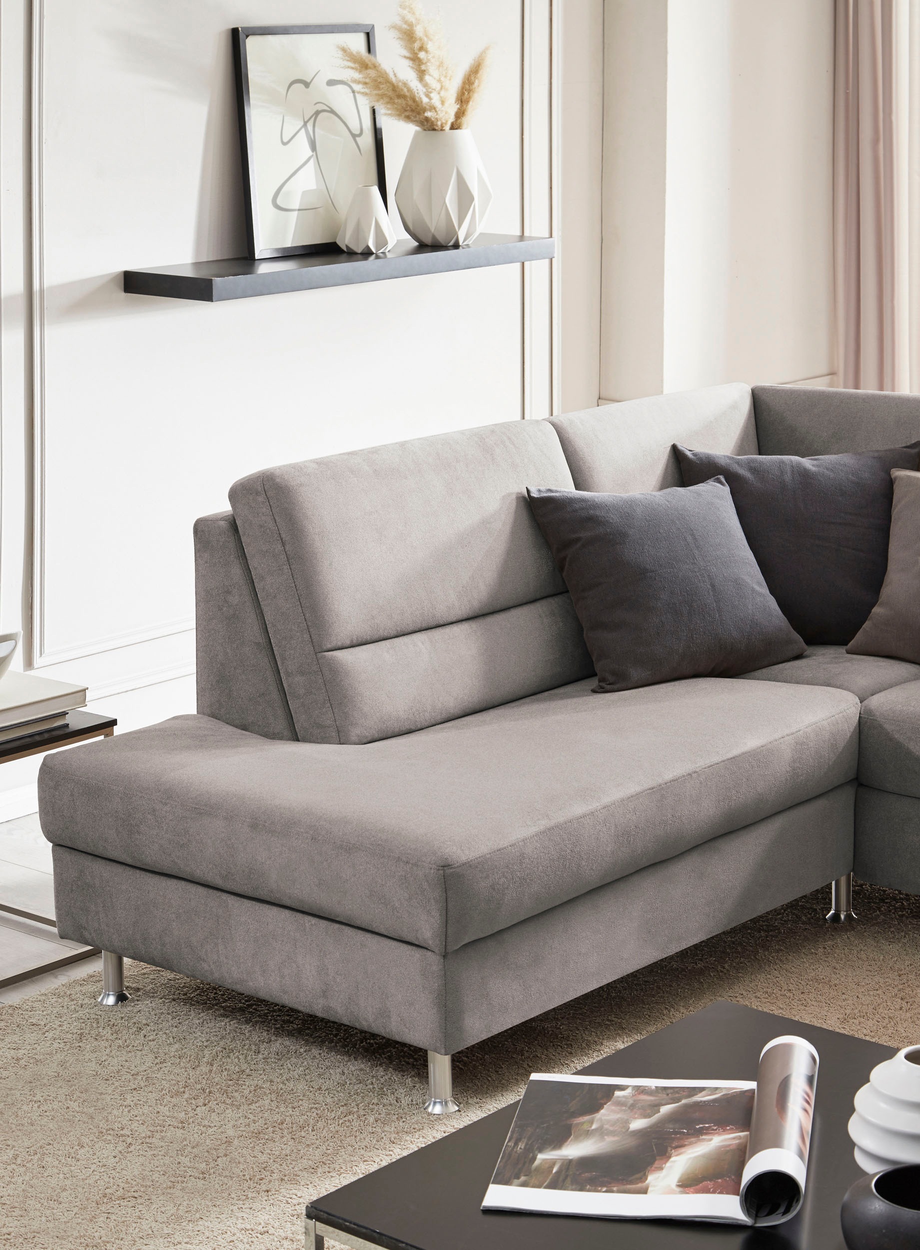 CALIZZA INTERIORS Ecksofa »Onyx L-Form«, Ottomane links oder rechts, wahlweise mit Bettfunktion, Breite 257 cm