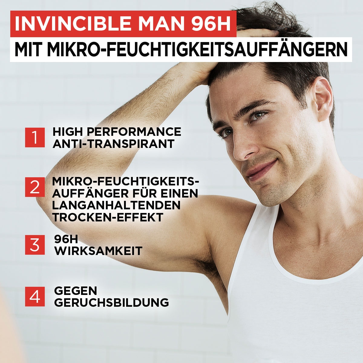 L'ORÉAL PARIS MEN EXPERT Deo-Spray »Deo Spray Invincible Man 96h«, (Packung, 6 tlg.), mit hoher Zuverlässigkeit