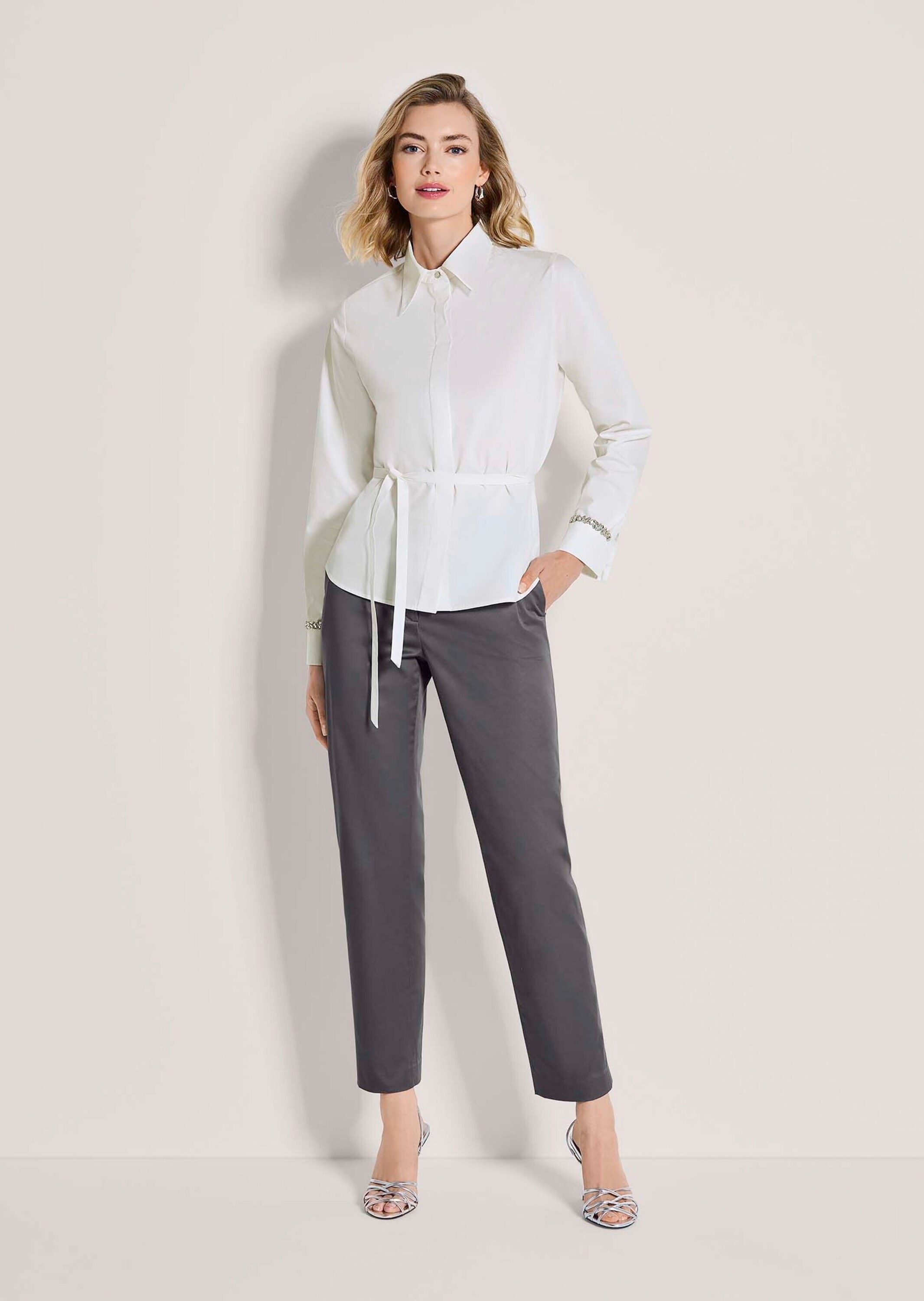 MADELEINE Langarmbluse "Hemdbluse Baumwollbluse mit Bindeband" Bluse mit de günstig online kaufen