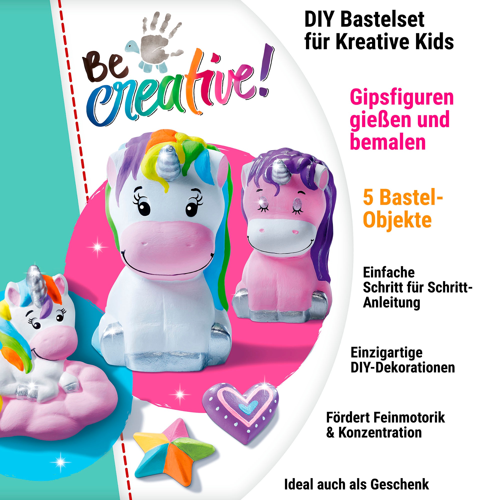 Ravensburger Kreativset »BeCreative Midi, Bastelset DIY Gipsfiguren gießen Einhorn«, Made in Europe