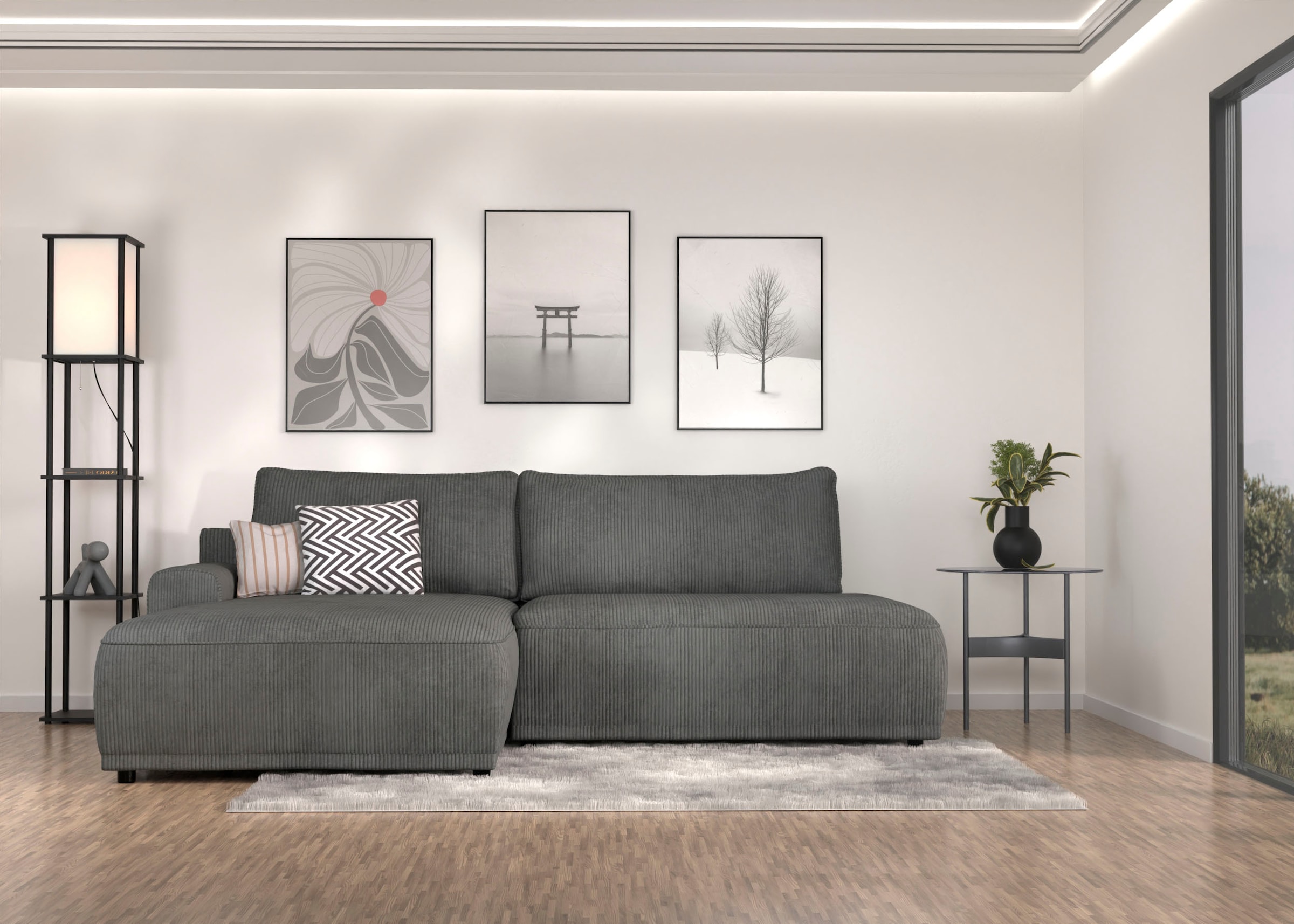 TRENDMANUFAKTUR Ecksofa "Fordon II, Schlafsofa mit Bettkasten, Couch in L-F günstig online kaufen