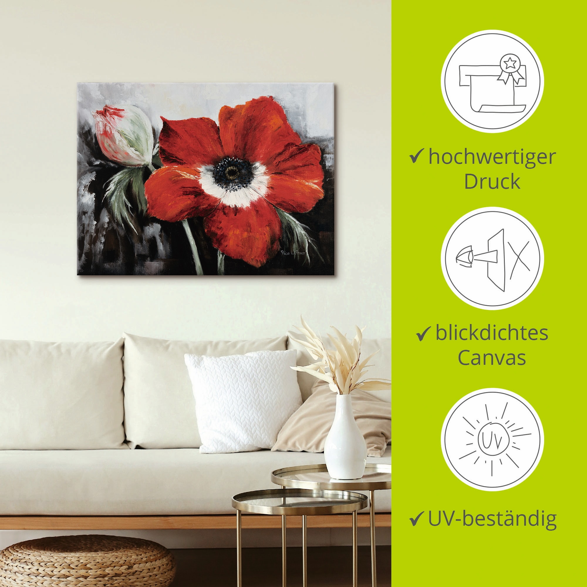 Artland Leinwandbild »Mohnblumen in voller Blüte«, Blumen, (1 St.), auf Keilrahmen gespannt