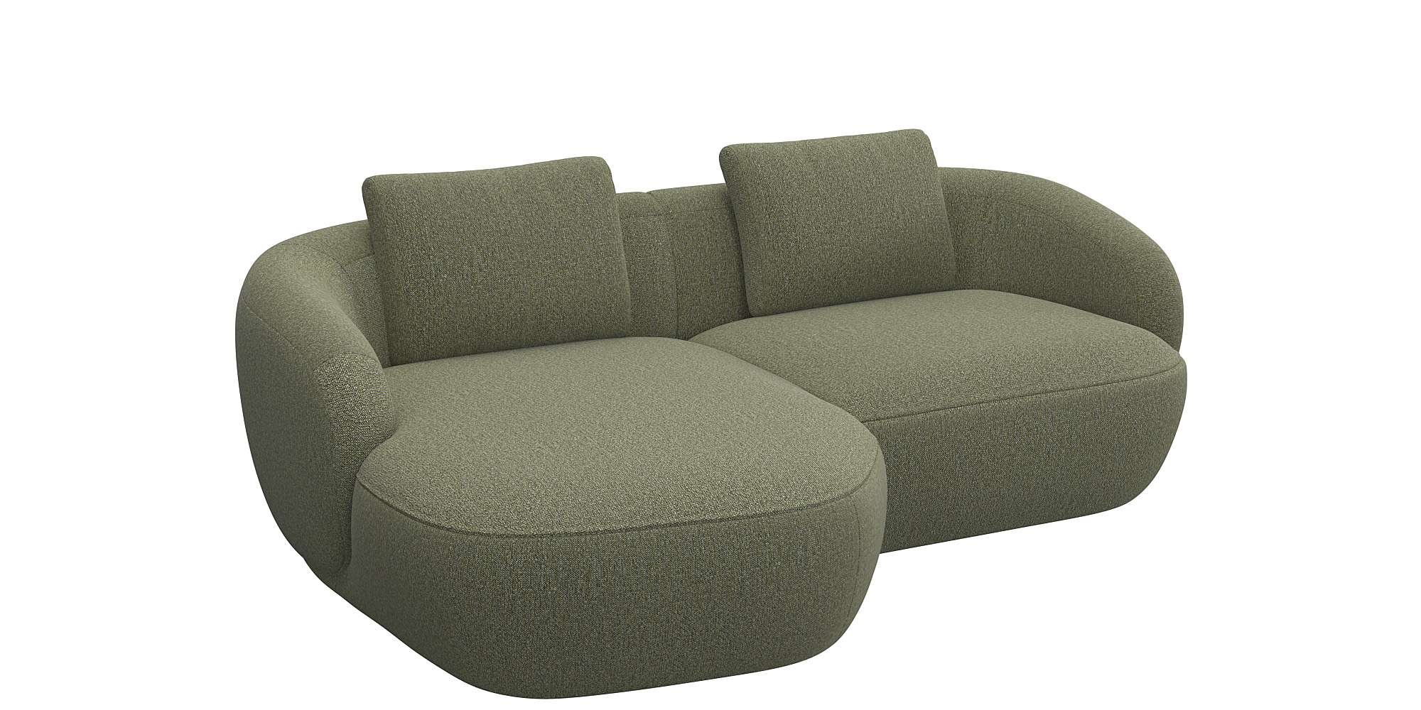 FLEXLUX Wohnlandschaft »Torino, rund, L-Form, Sofa-Ecke mit Recamiere, Longchair-Sofa«, Modernes, organisches Sofa-Design, Kaltschaum, Wellenunterfederung