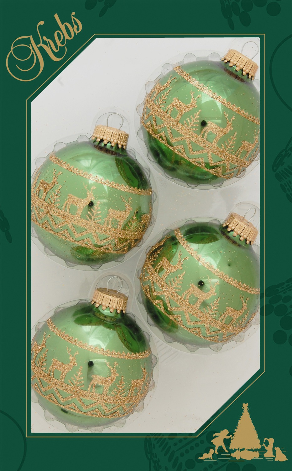 bestellen Christbaumkugeln Glas Weihnachtsdeko, »CBK00047, Krebs Lauscha Glas«, | 4 aus (Set, BAUR St.), Rentierdekor Glas, mit Christbaumschmuck, Weihnachtsbaumkugel