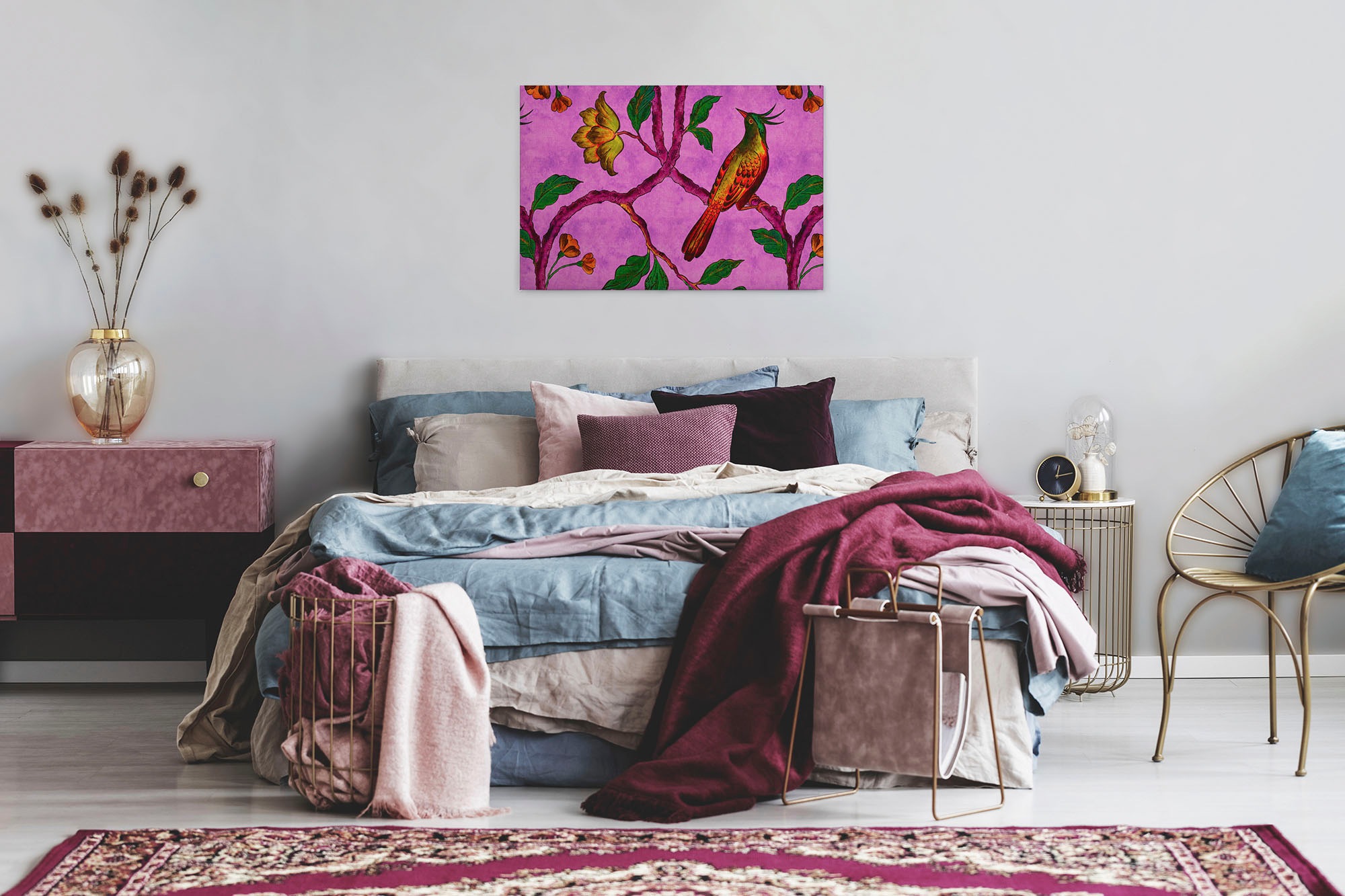 A.S. Création Leinwandbild »bird of paradise«, Kunst-Vögel-Kinder, (1 St.), Keilrahmen Bild Vogel Bunt Leinwand-Bild Wohnzimmer modern Wandbild