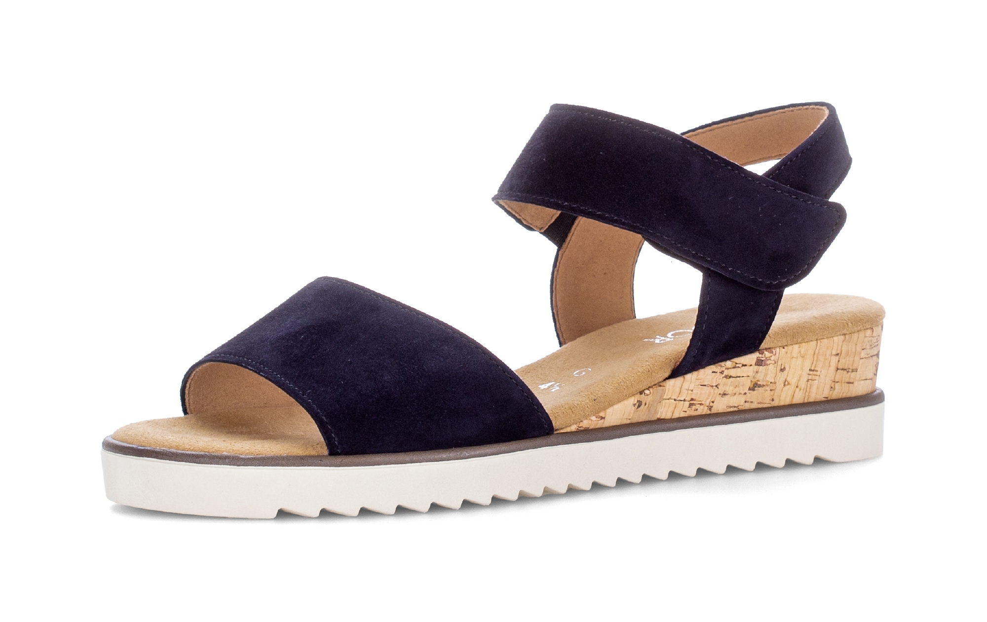 Keilsandalette GABOR "GENUA", Damen, Gr. 41, dunkelblau, Ziegenveloursleder, Schuhe, Sommerschuh, Sandale, mit kleinem Stretch, Weite G
