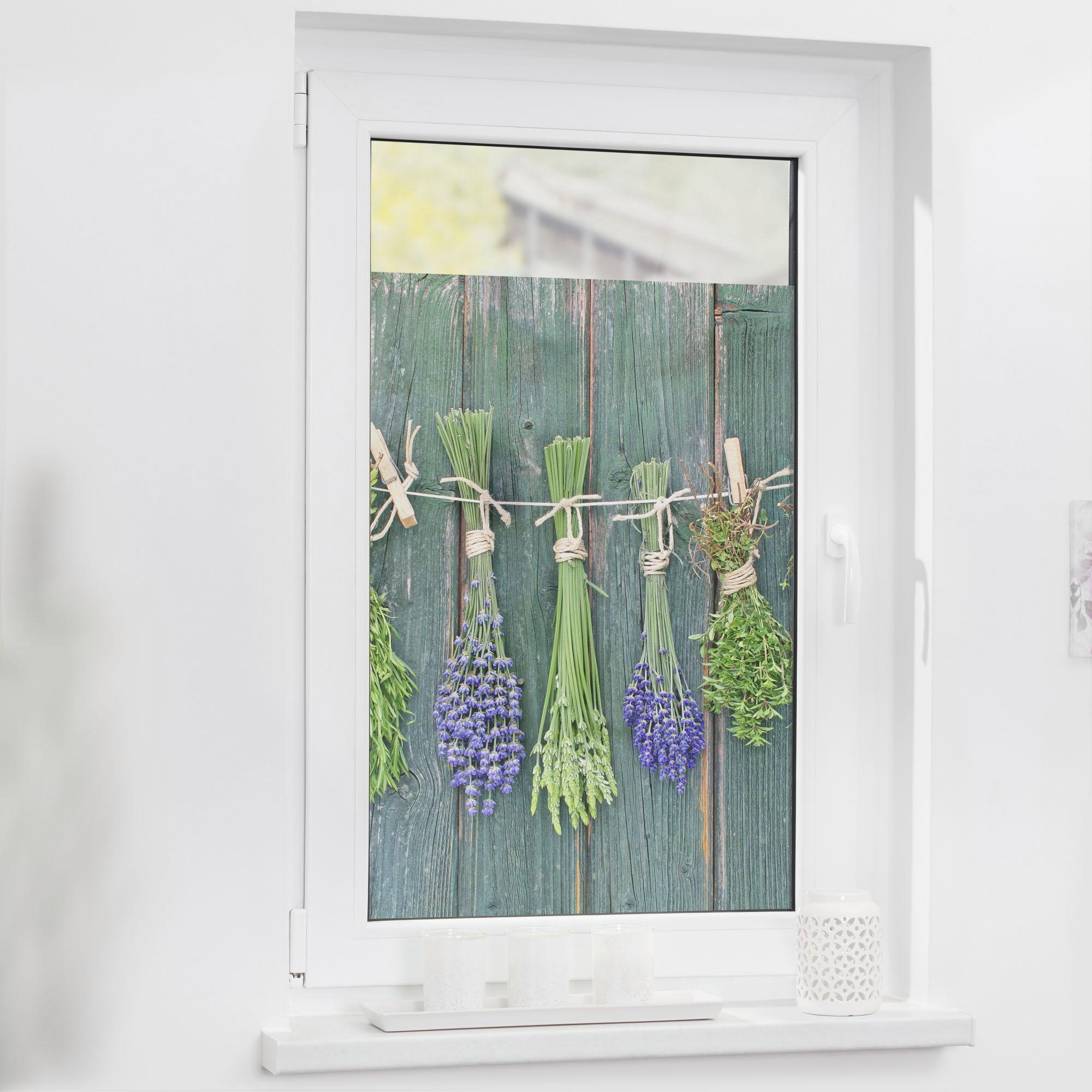 LICHTBLICK ORIGINAL Fensterfolie "Kräuter" 1 Stk. blickdicht strukturiert K günstig online kaufen