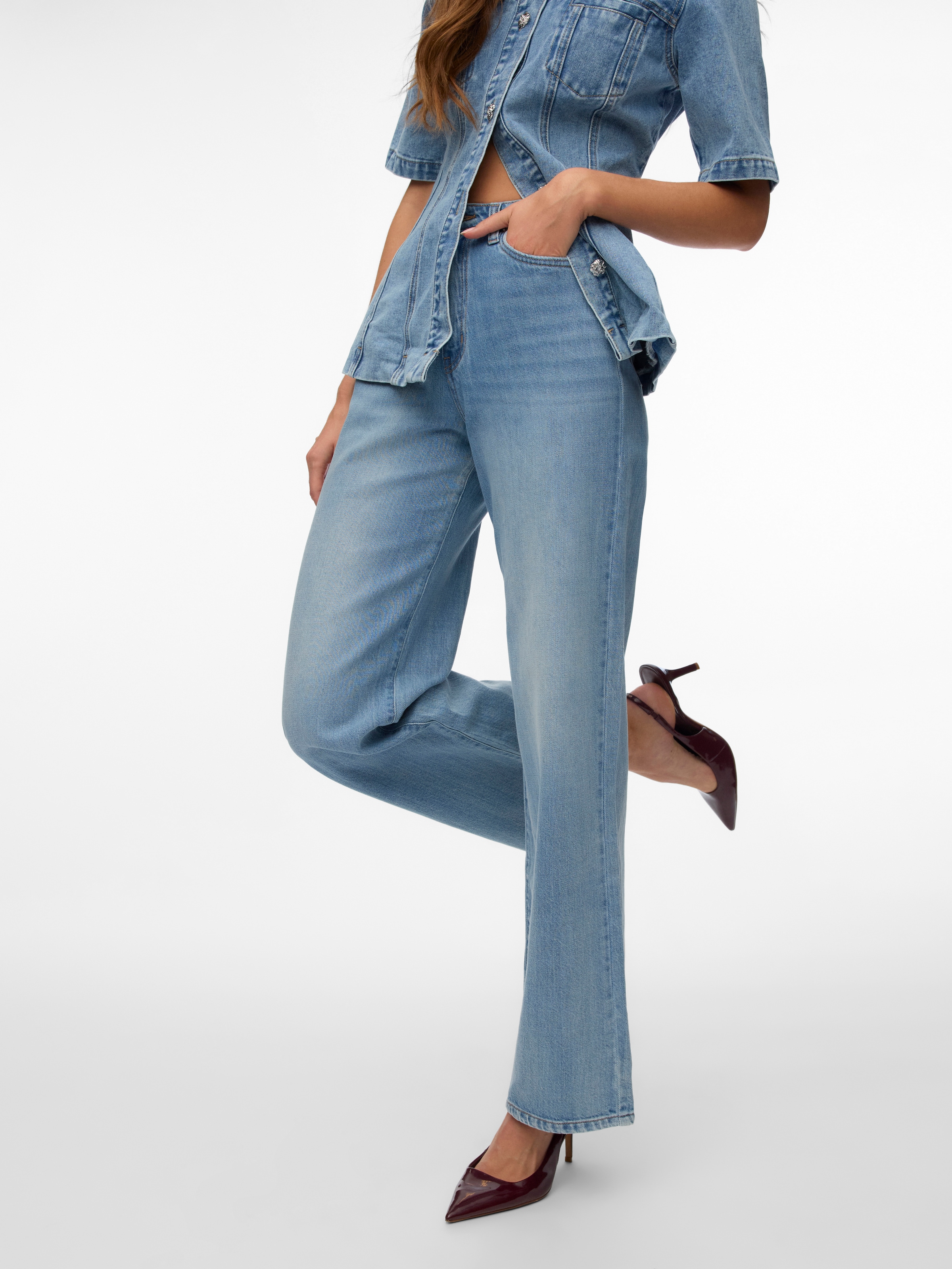 Vero Moda High-waist-Jeans "VMVEGA HR WIDE DENIM JEANS SI389 NOOS" Baumwoll günstig online kaufen
