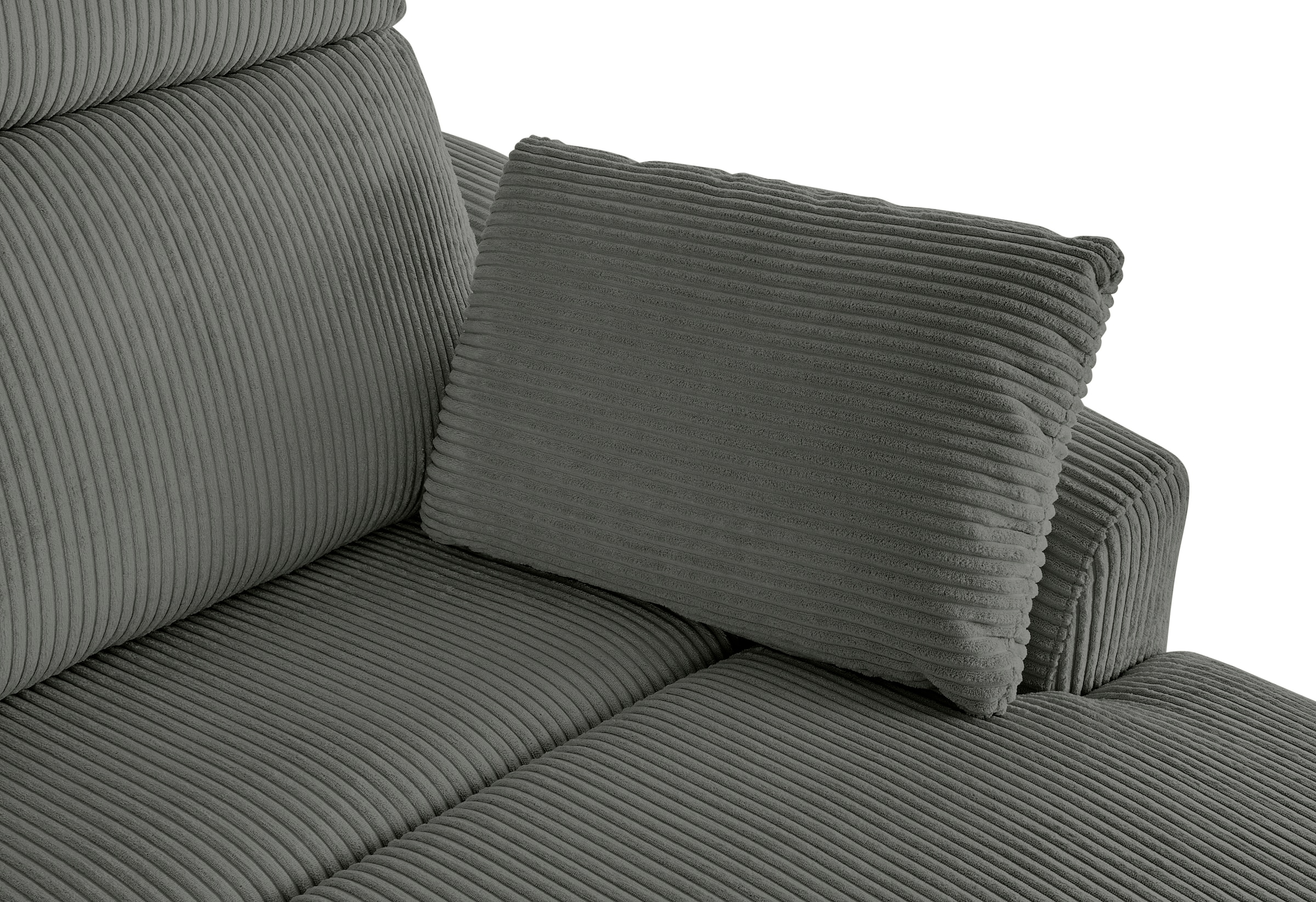 INOSIGN Ecksofa »JENNA, L-Form, 209cm, manuelle u. elektrische Funktion, mit USB A/C,«, Liegefunktion 105°-150°, Federkern, Cord