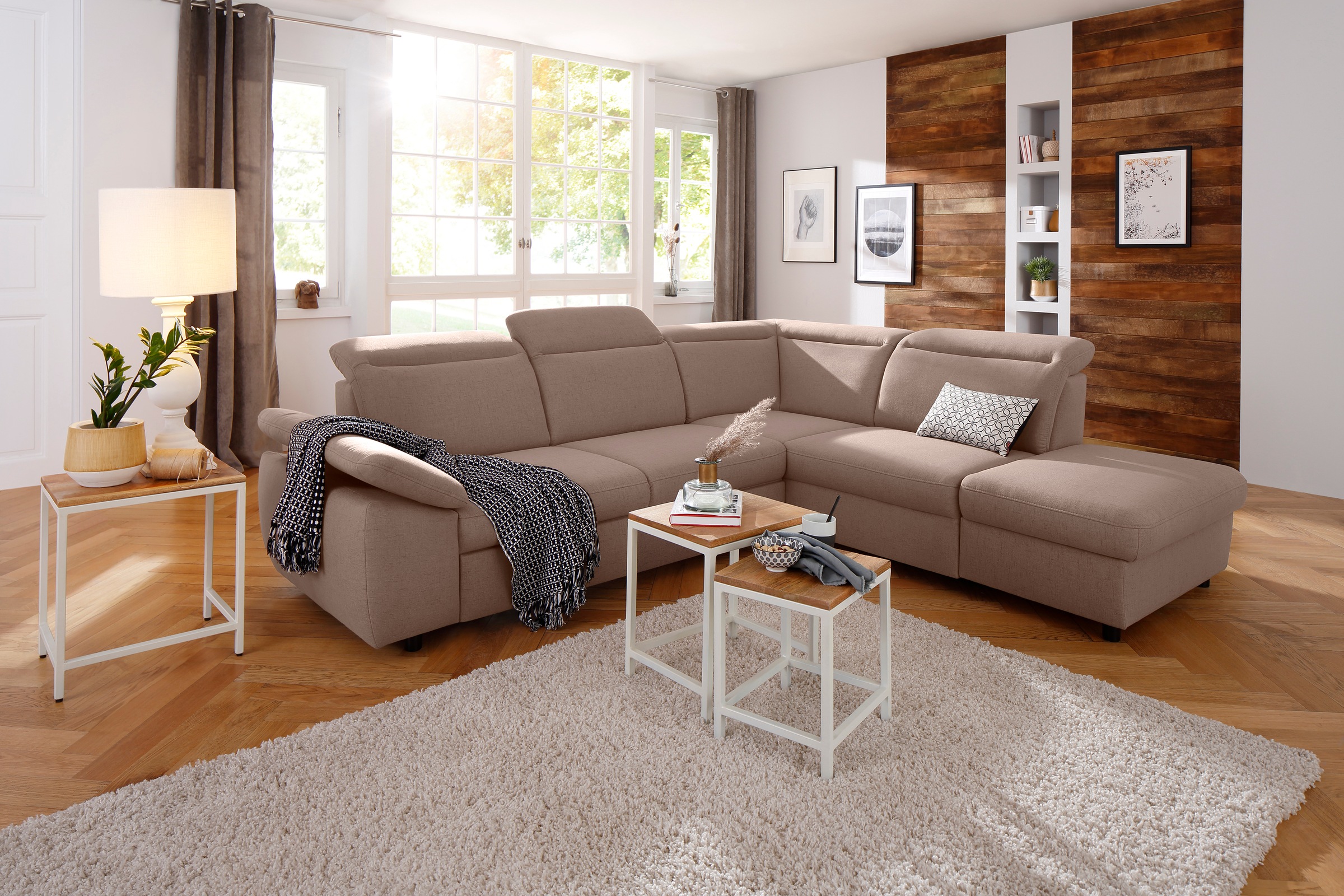 OTTO home Ecksofa "Mauritius L-Form" mit Ottomane, mit Kopfteil- und Armlehnverstellung