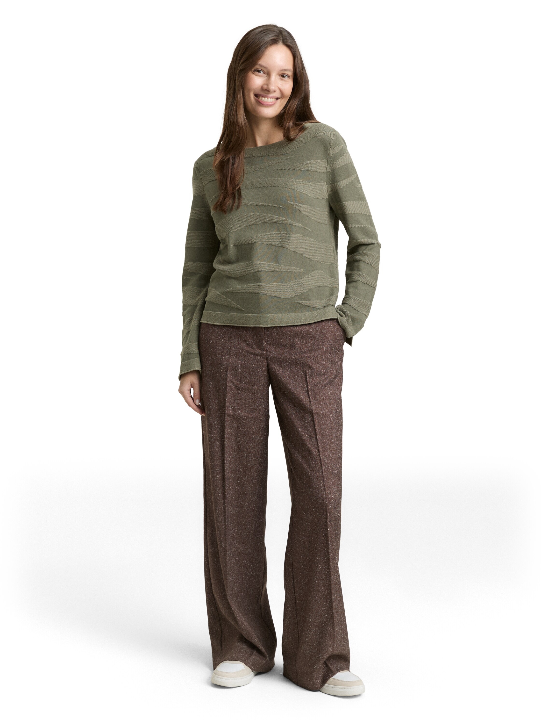 Strickpullover TOM TAILOR, Damen, Gr. S, grün wave knit design, Strick, Obermaterial: 100% Baumwolle, Strukturmuster, regular fit normal, Rundhals, angesetztes Bündchen, Pullover Strickpullover, mit Struktur Muster 4