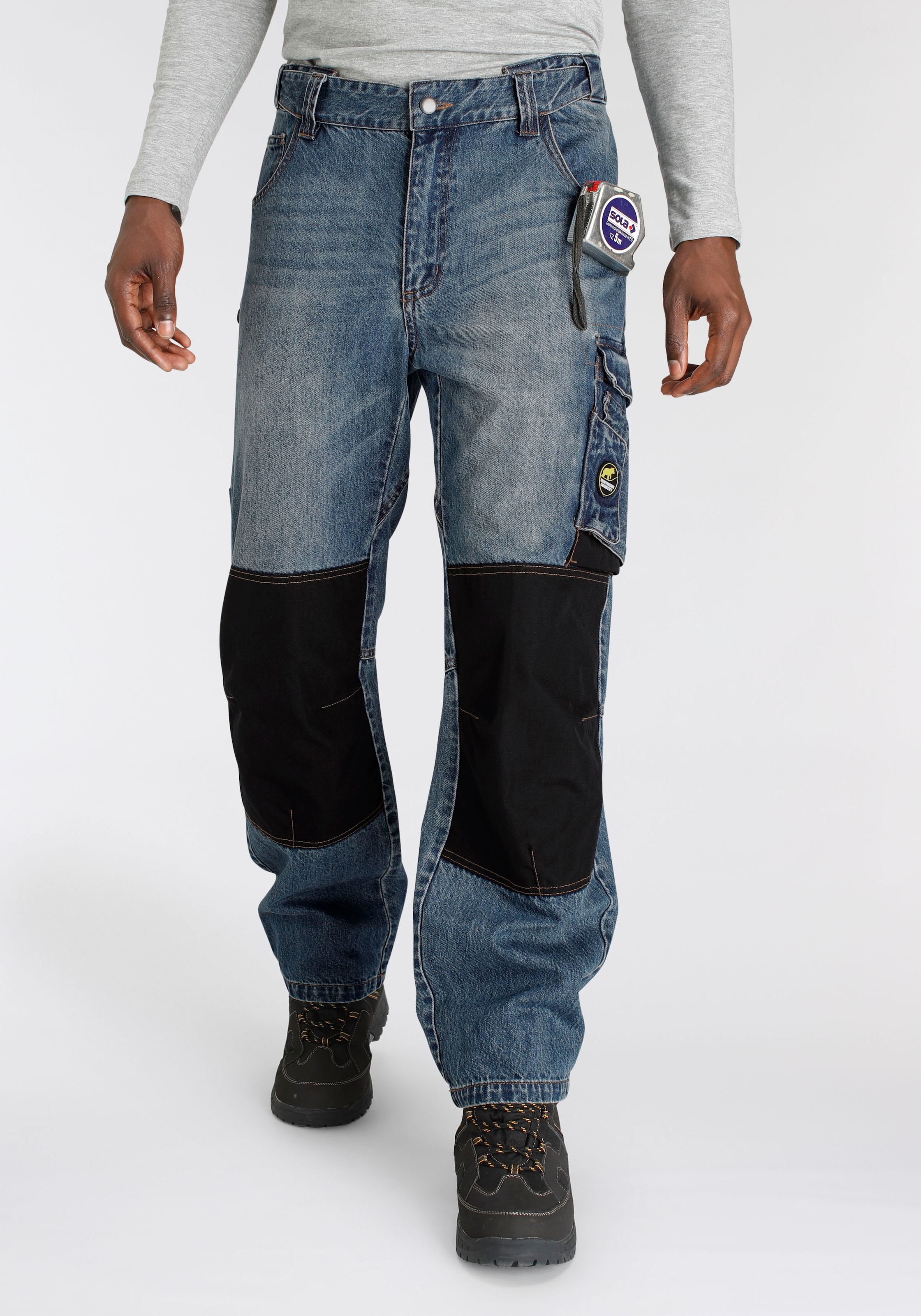 Jeans«, Cordura Baumwolle, Bund, Arbeitshose »Multipocket Taschen, dehnbarem (aus Northern Country robuster | mit 100% BAUR Rechnung auf Knieverstärkung 9 praktischen fit), aus comfort Jeansstoff,